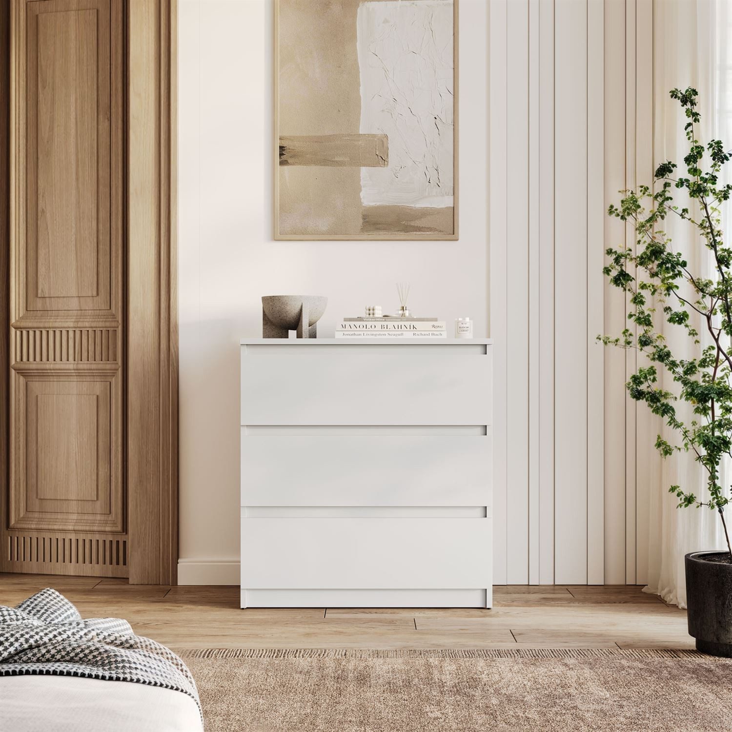 Lookway Kommode HANA M3 mit 3 Schubladen – modernes Design & praktische Aufbewahrung, Breite: 70 cm