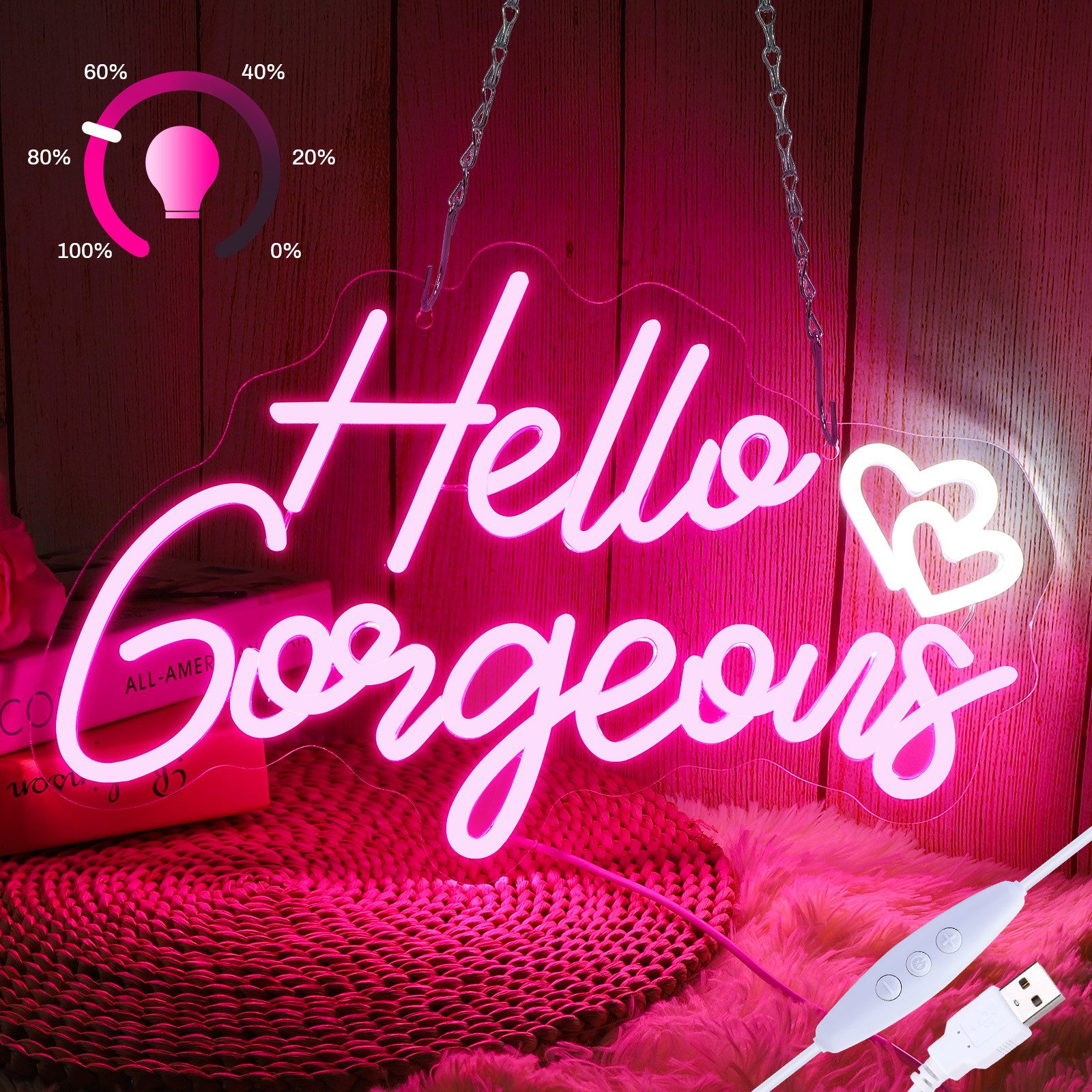 MUPOO Dekolicht LED Dekolicht,Hallo Gorgeous Neonschild günstig online kaufen