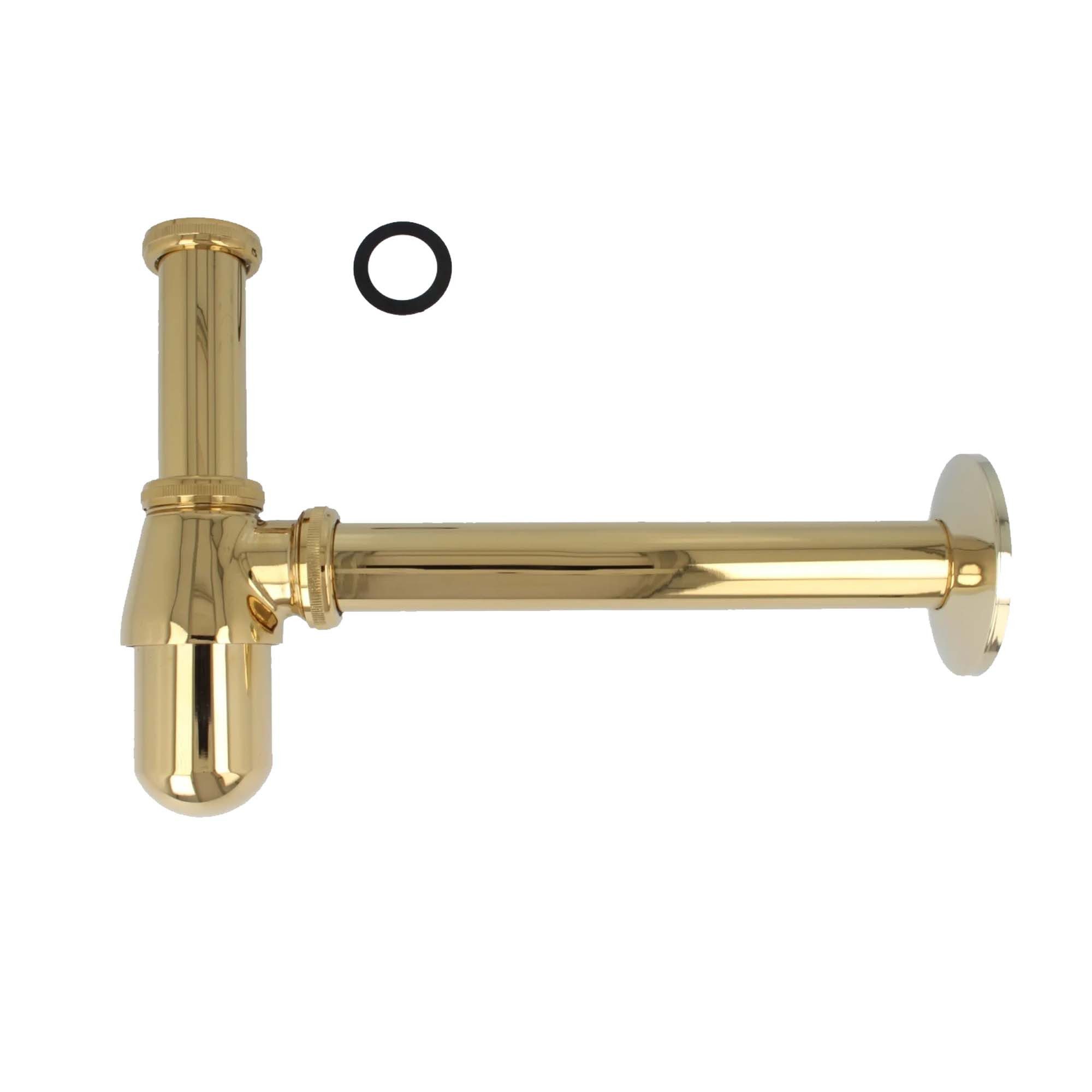 tecuro Siphon PROFI Flaschen-Geruchsverschluss Siphon extra lang - vergoldet