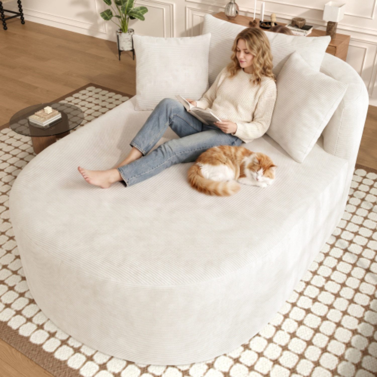 ANYSUN XXL-Sessel Cord Kuschelsessel mit Kissen, 170x112 cm, montagefrei, Wohnzimmer, 666