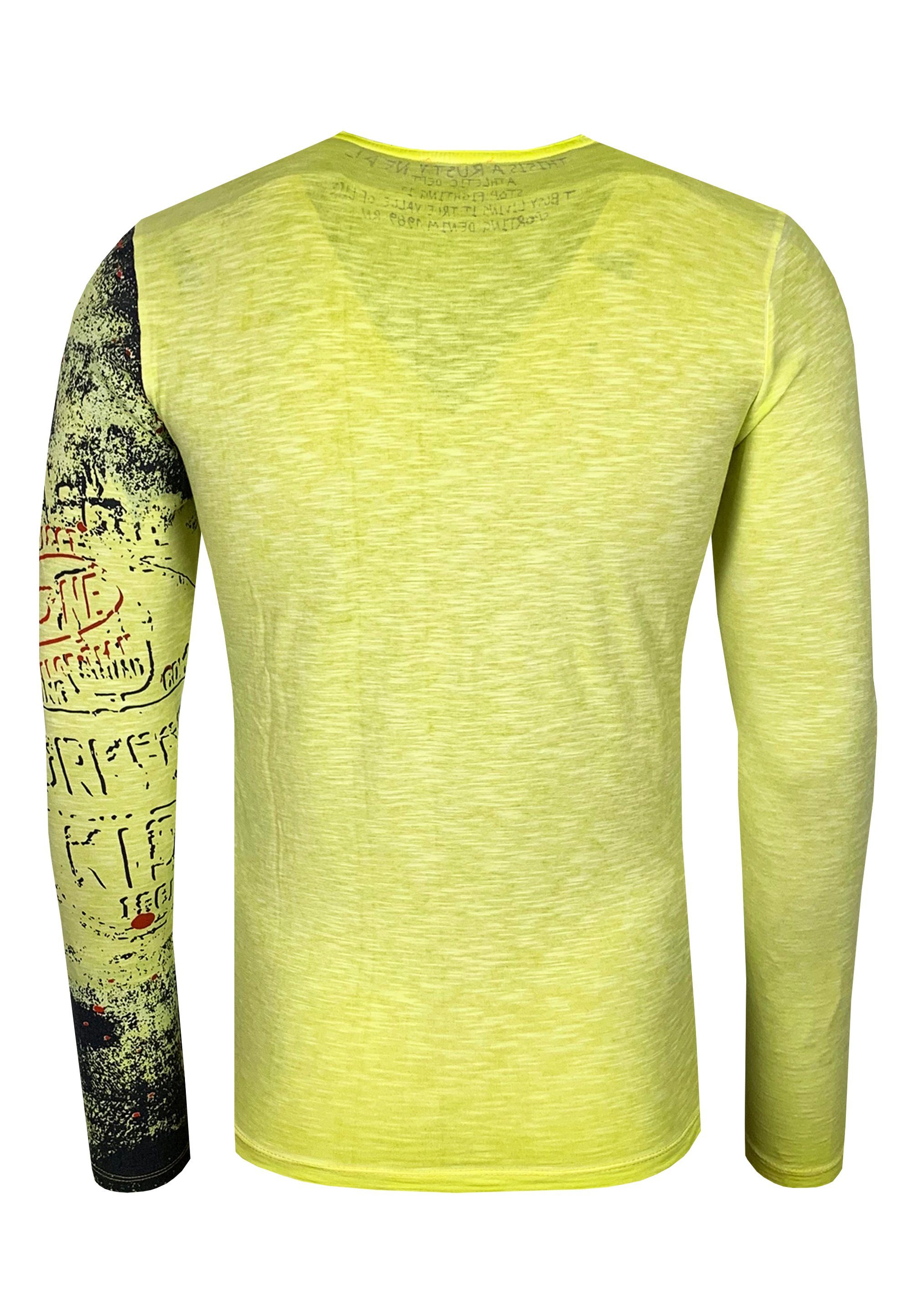 Langarmshirt mit gelb Neal Allover-Print Rusty coolem