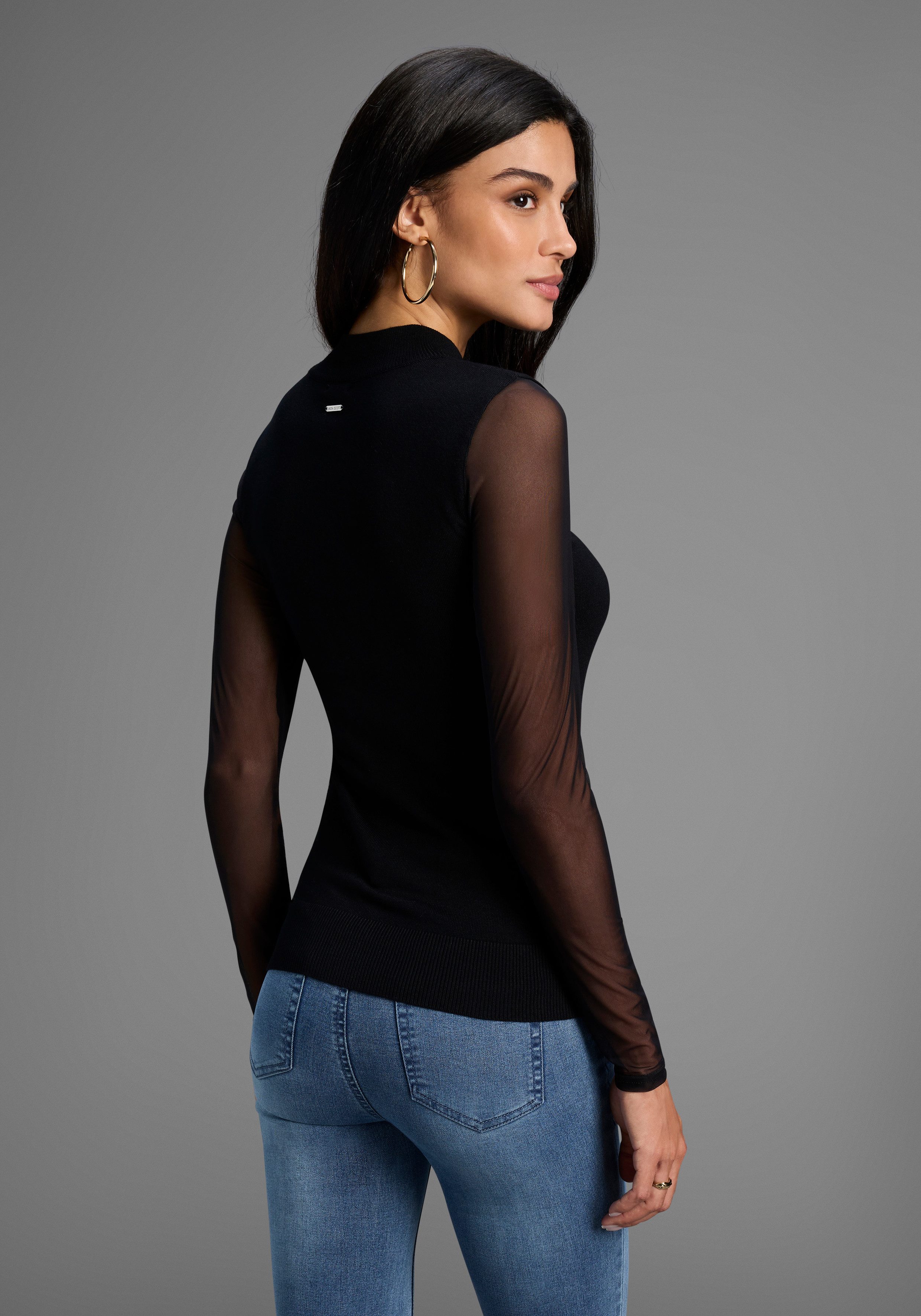 Laura Scott Stehkragenpullover Feinstrickpullover in enger Passform mit Mes günstig online kaufen