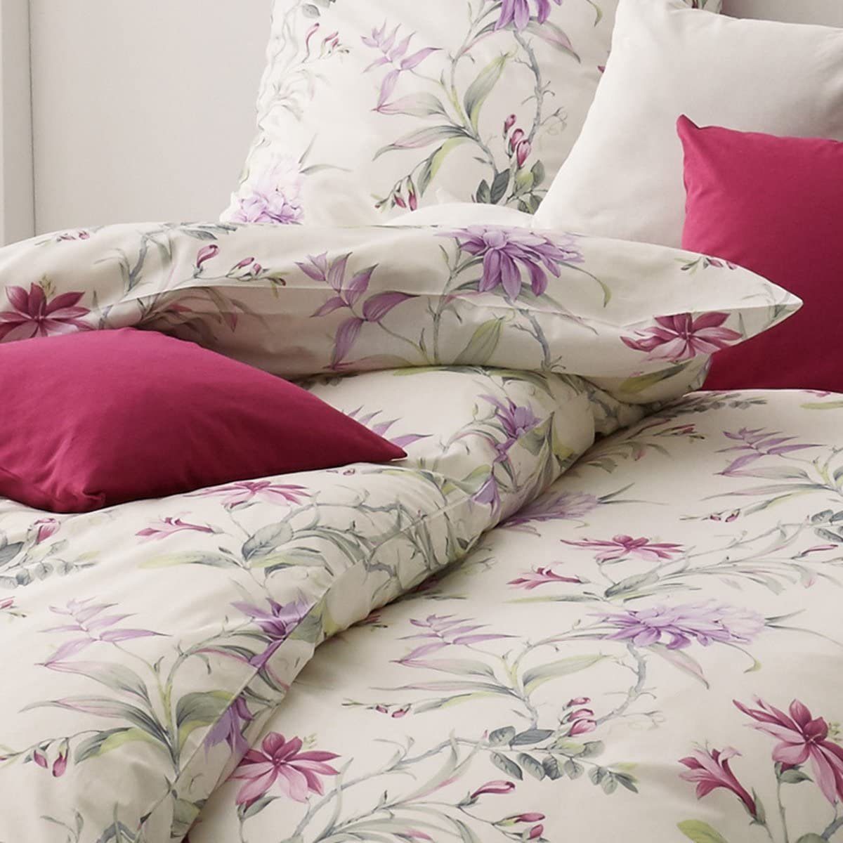 Bettwäsche Estella Jersey Bettwäsche 135x200 Blüten Blätter, Jersey, 2 teilig