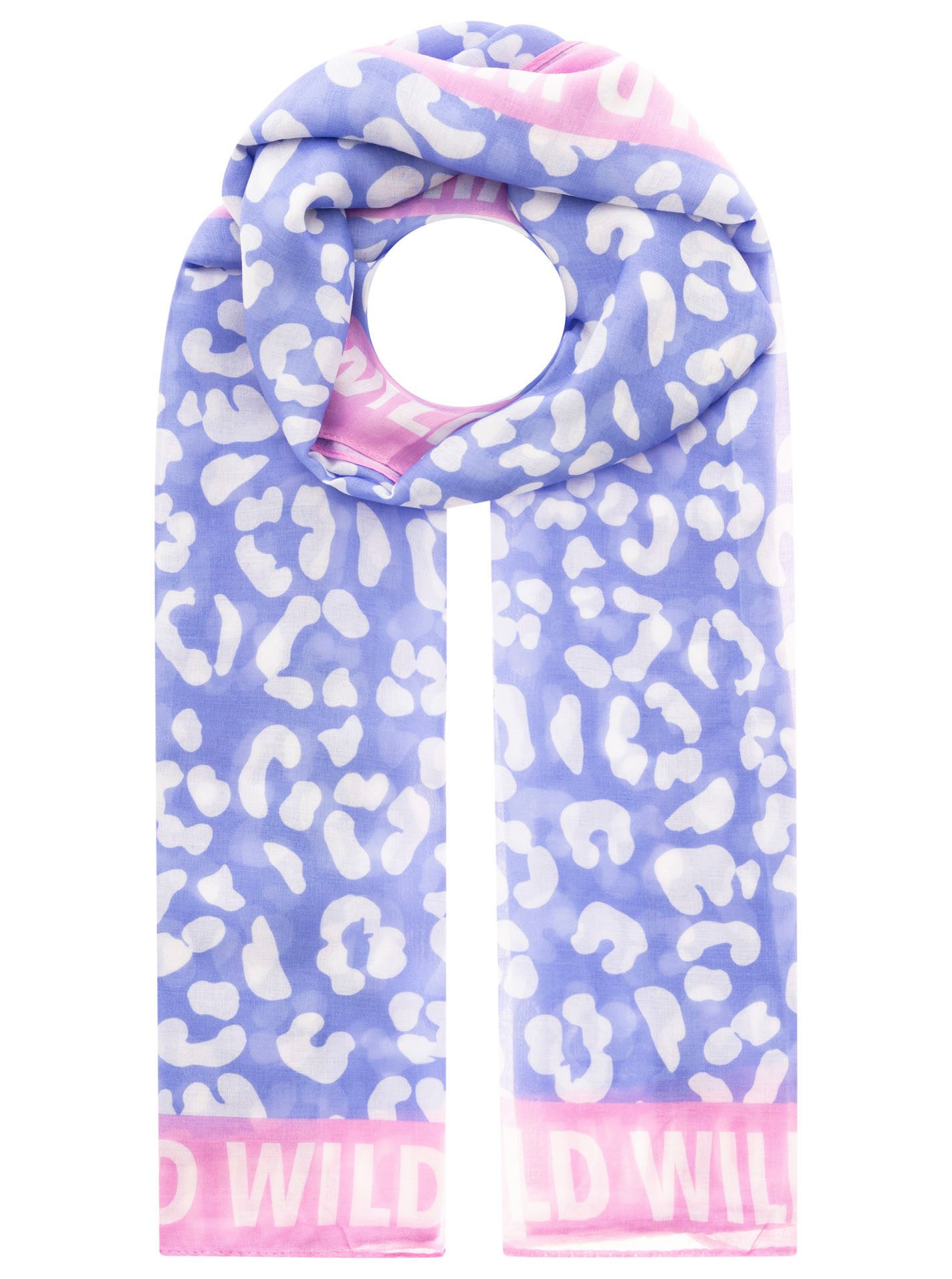 Zwillingsherz Schal "Leo Dreams", Leomuster und Schriftzug, transparenter Look