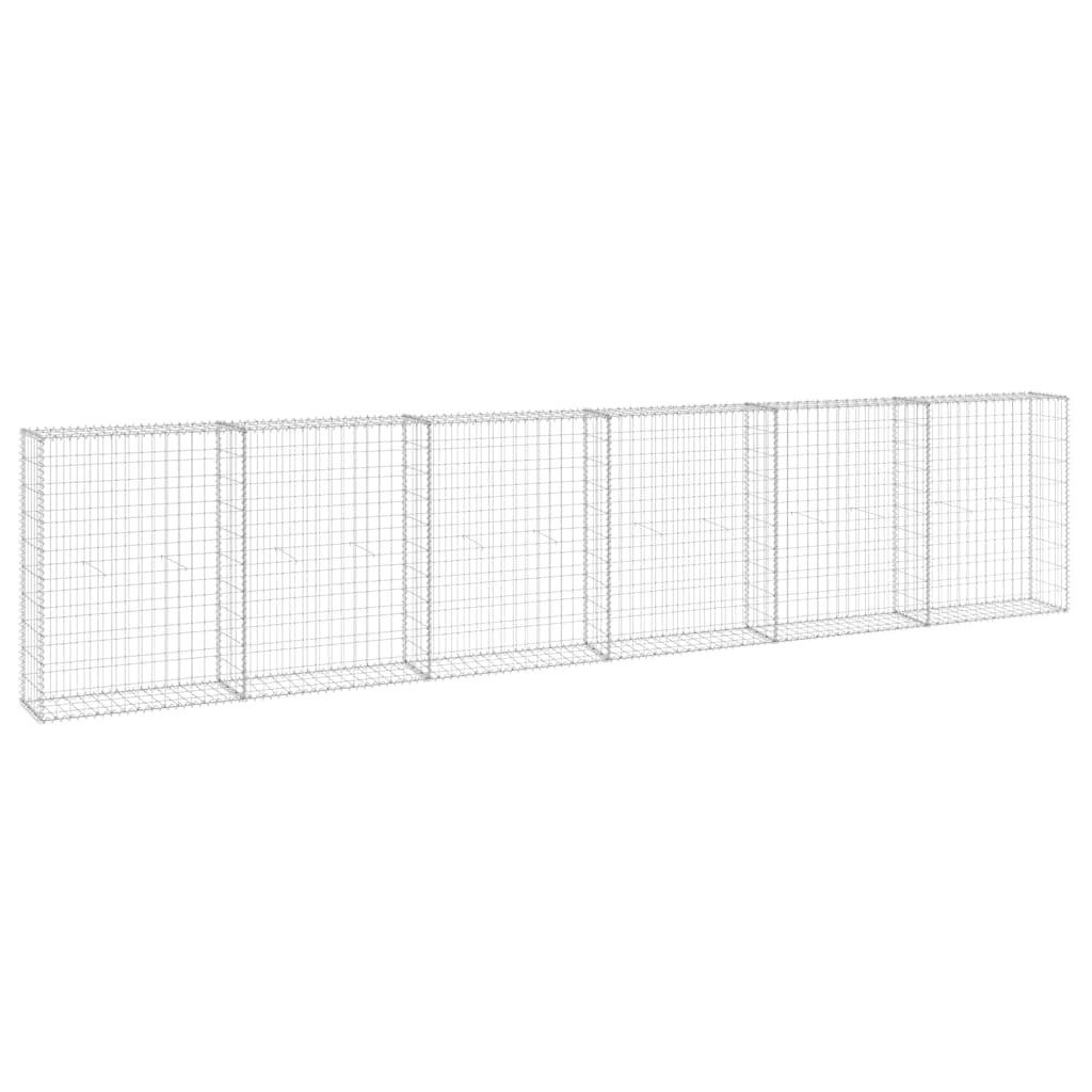 vidaXL Gartenzaun Gabionenwand mit Abdeckung Verzinkter Stahl 300x30x100 cm, (1-St)