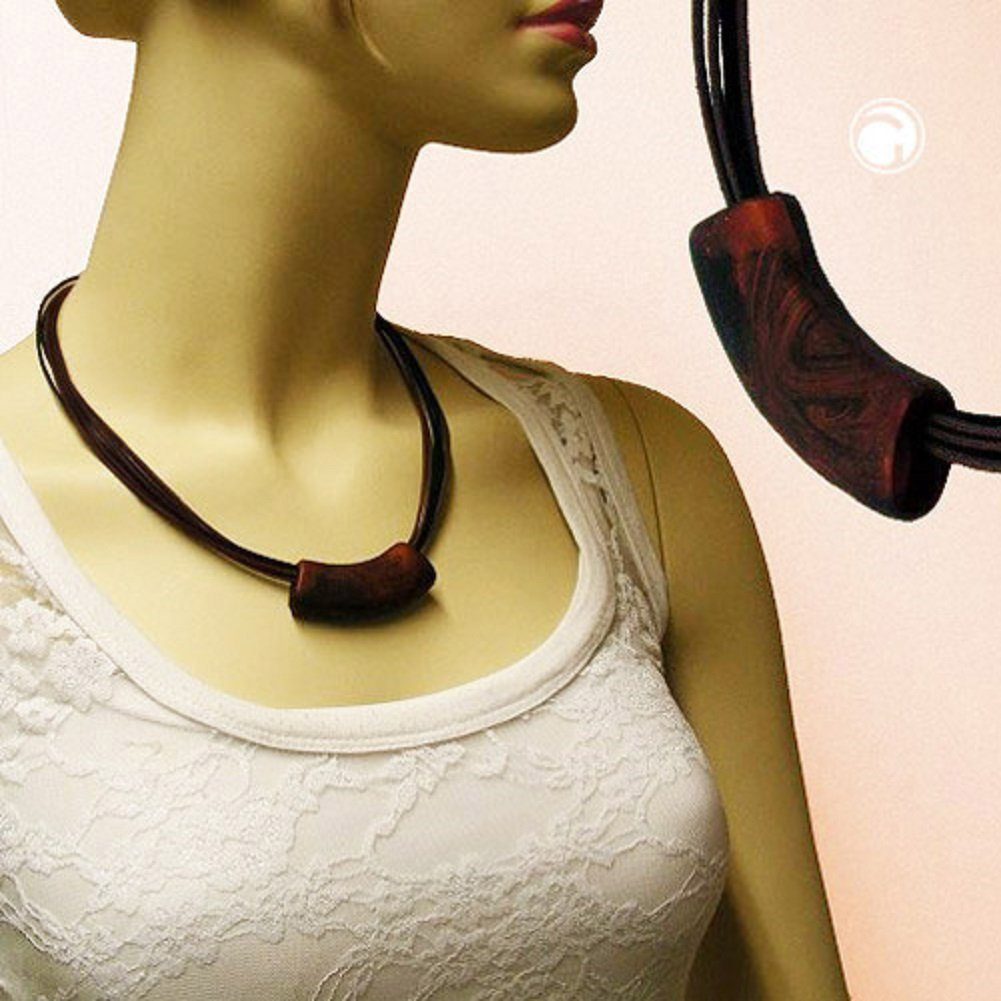 45 cm, Collier Modeschmuck braun gebogen metallic unbespielt matt Rohr flach Kunststoff marmoriert Damen für
