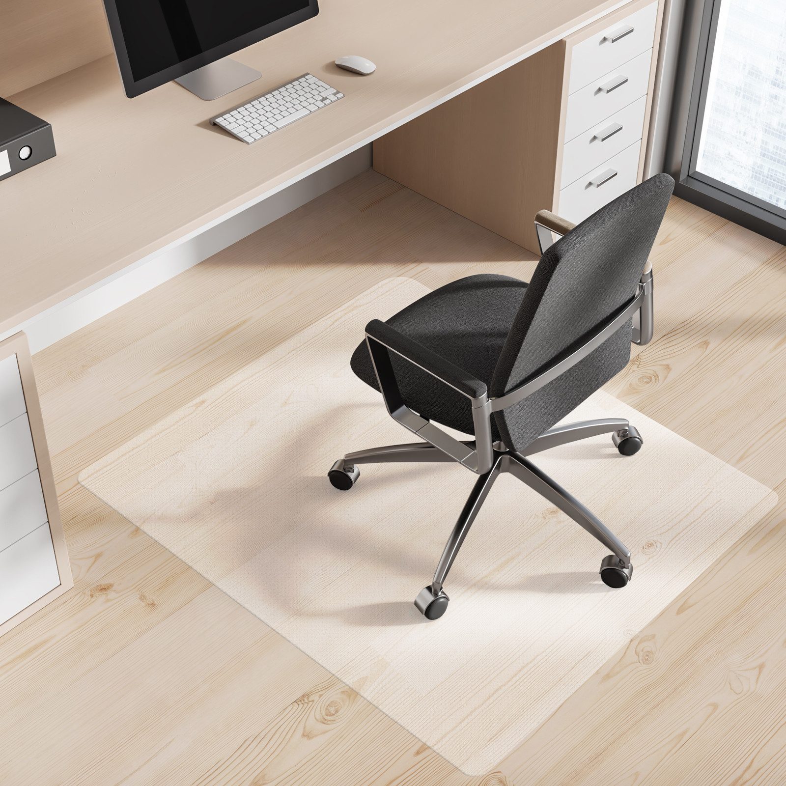 Floordirekt Bodenschutzmatte für Hartböden aus recyceltem PET, transparent