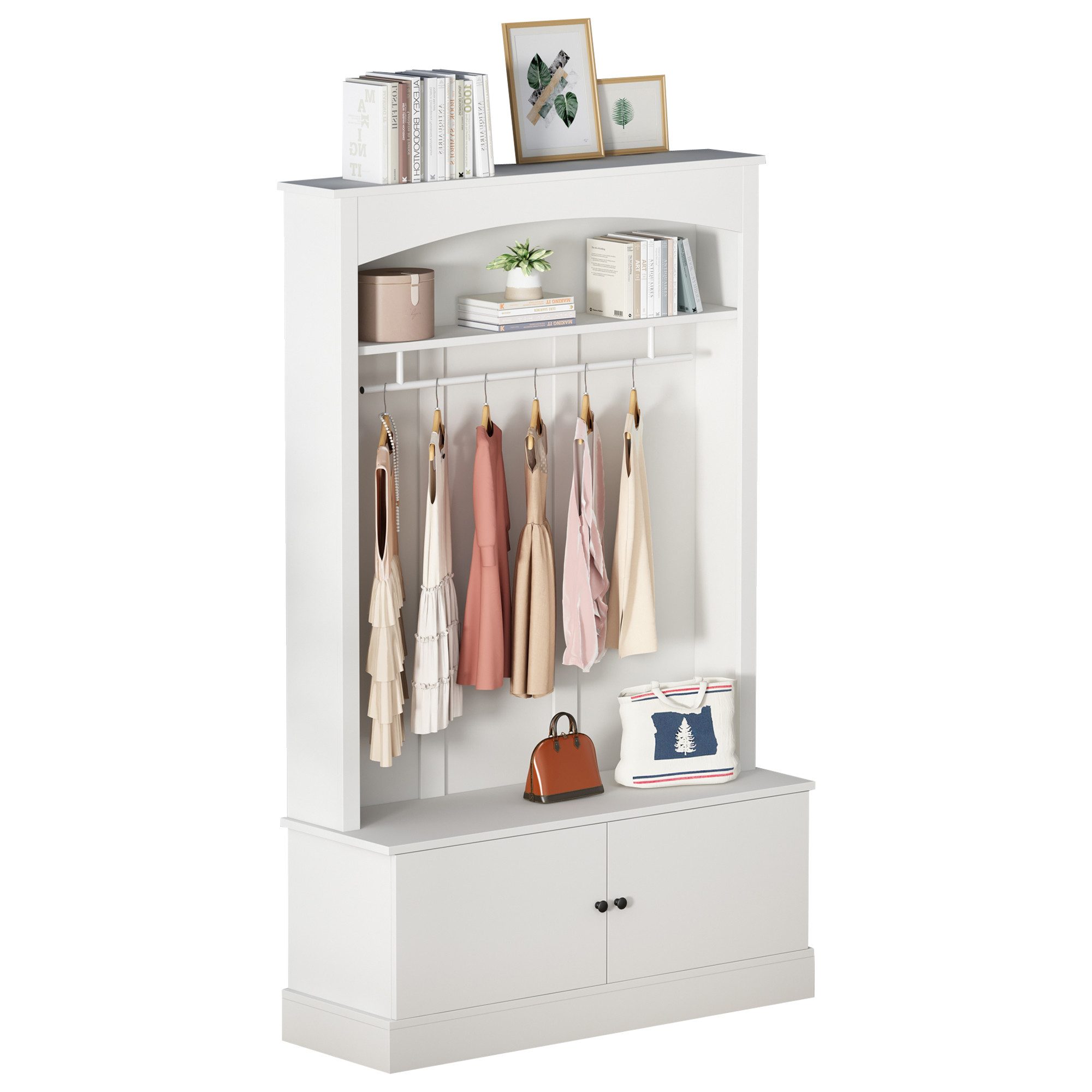 OKWISH Garderoben-Set Garderobenständer mit Schuhbank, (Eingangsschrank, Kleiderschrank, Wandhängeschrank, 1-St., 120*40*190cm), freistehend, platzsparend