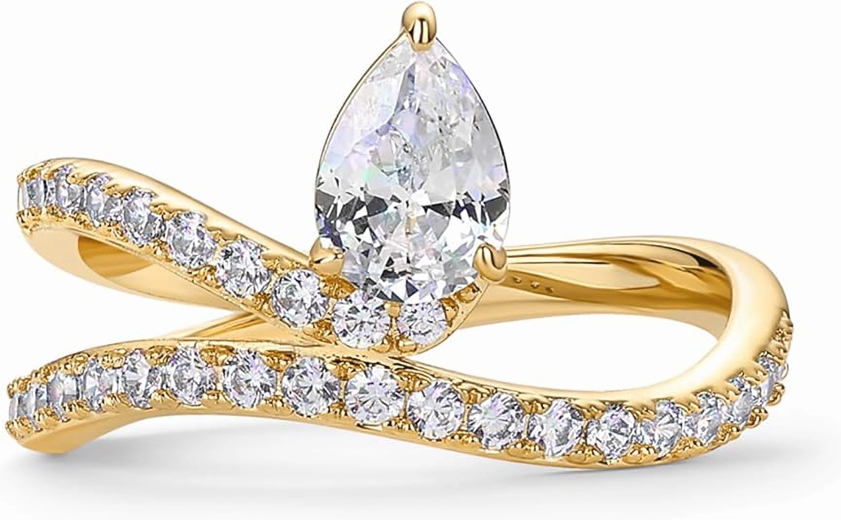 Jumpeak Verlobungsring 585 Gold, 1ct Diamantring in Birnenform,Im Labor gezüchtete Diamanten, Ehering, IGI-Zertifikat, Jubiläums- und Geburtstagsgeschenke