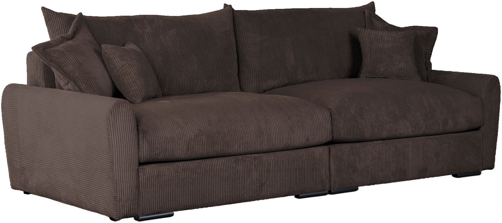 Home affaire Big-Sofa Finca XL, B: 190 cm, 4 Zierkissen, Mega-Sofa, in Cord oder Chenille-Struktur, Federkern – Bild 5 von 5
