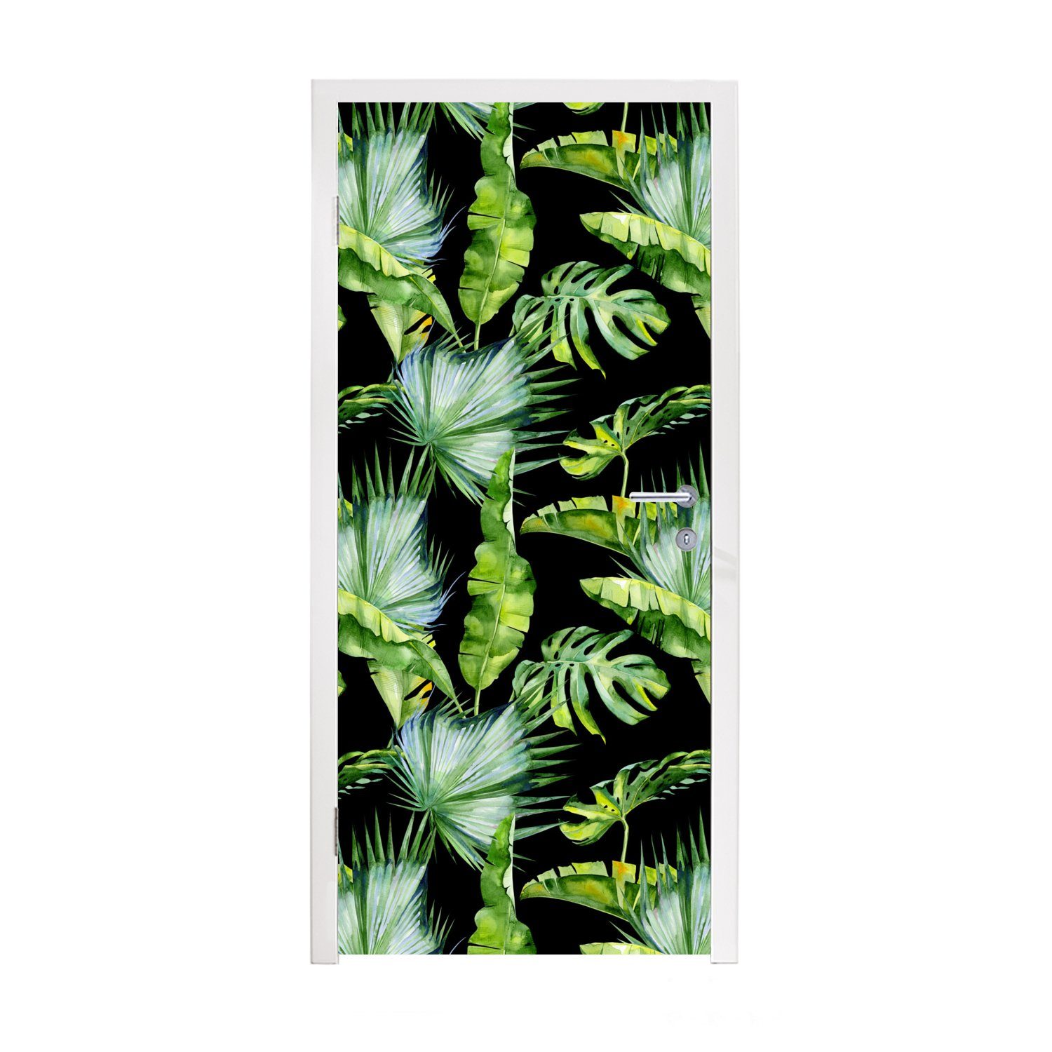 MuchoWow Türtapete Palmwedel - Tropisch - Muster, Matt, bedruckt, (1 St), Fototapete für Tür, Türaufkleber, 75x205 cm