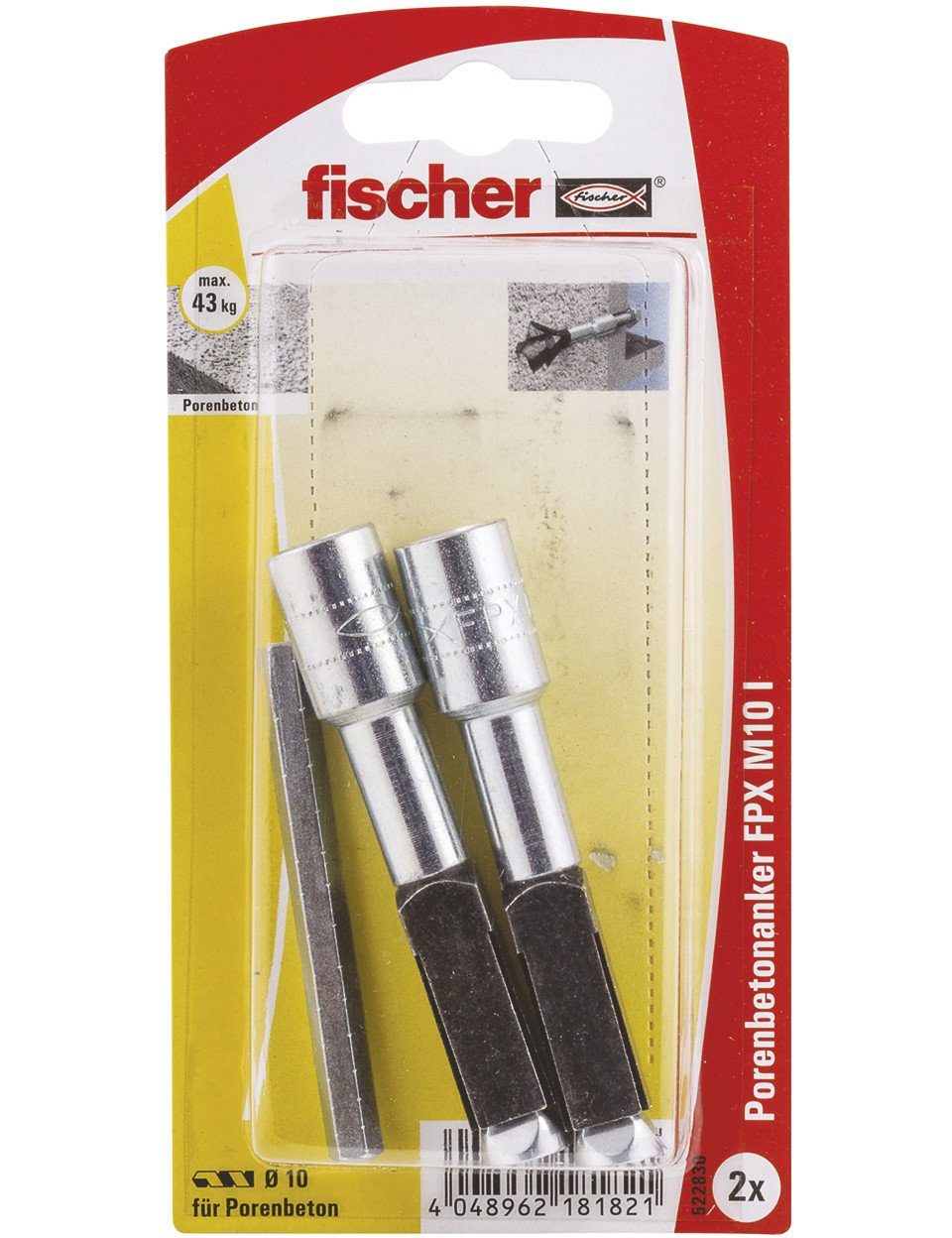 Porenbetonanker Dübel-Set mm 10.0 FPX und x Schrauben- fischer 2 - 75 Stück Fischer