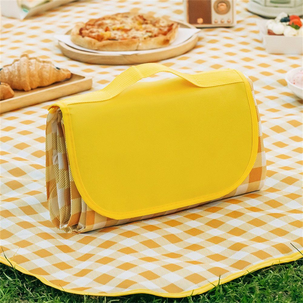 Picknickdecke Picknickmatte draußen 150×200cm, wasserdichte tragbare Zeltbodenmatte, Rouemi Gelb