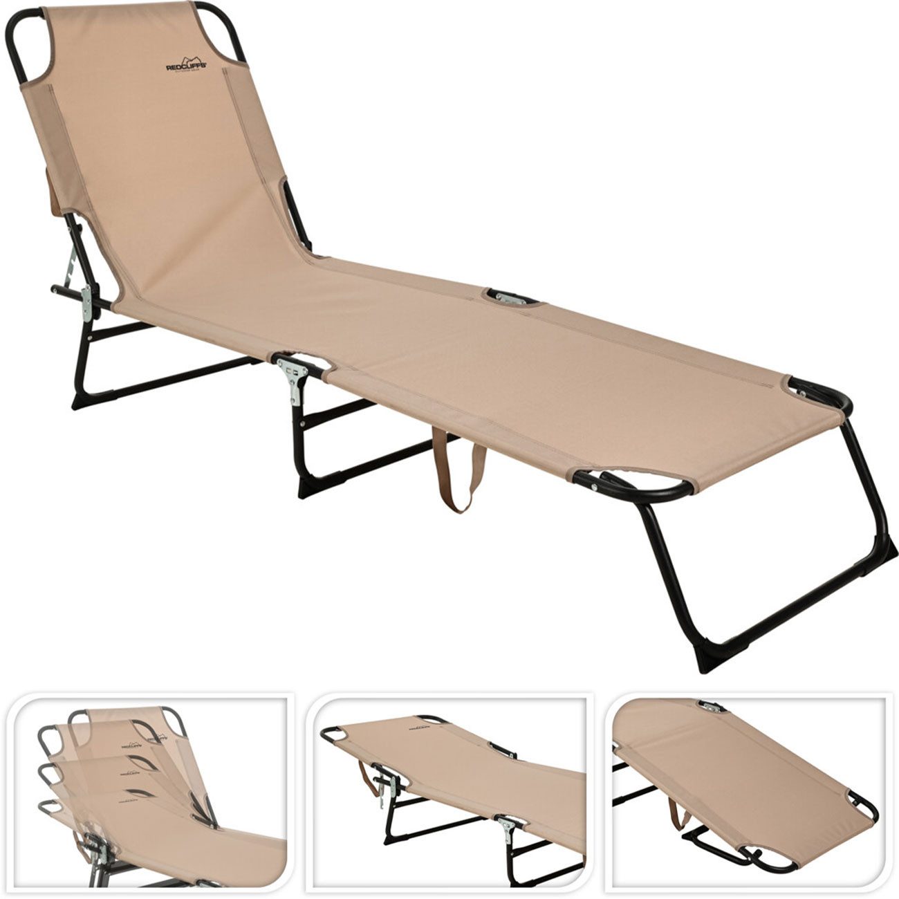 H&S Collection Gartenliege Dreibein Sonnenliege klappbar (187 x 55 cm), Campingliege Beige, 1er-Set, Klappbare Liege aus Oxford-Stoff & Stahlrohr/ca. 187 x 55 x 24cm