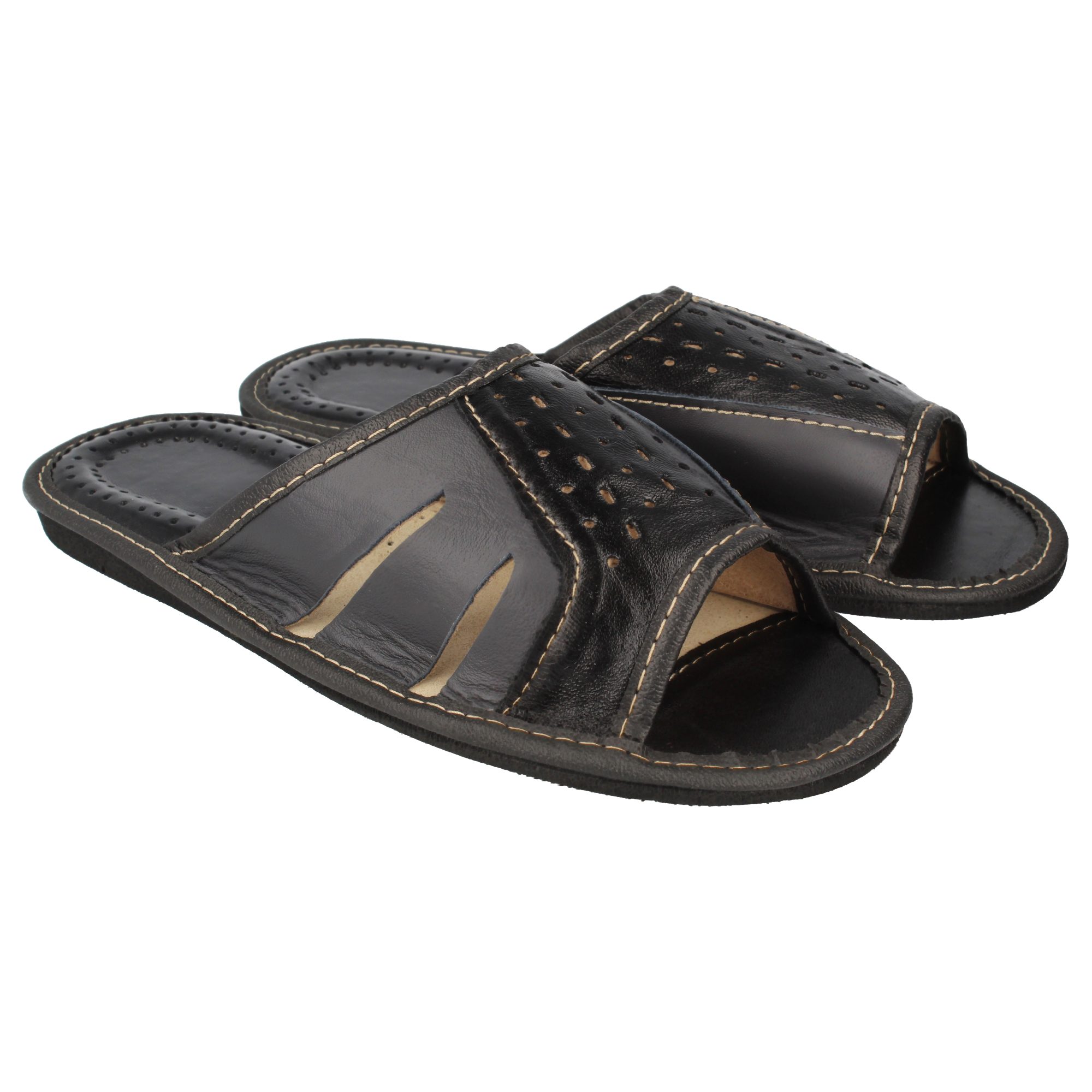 filsko Rimini Elegante Leder Pantoletten für Herren Hausschuh