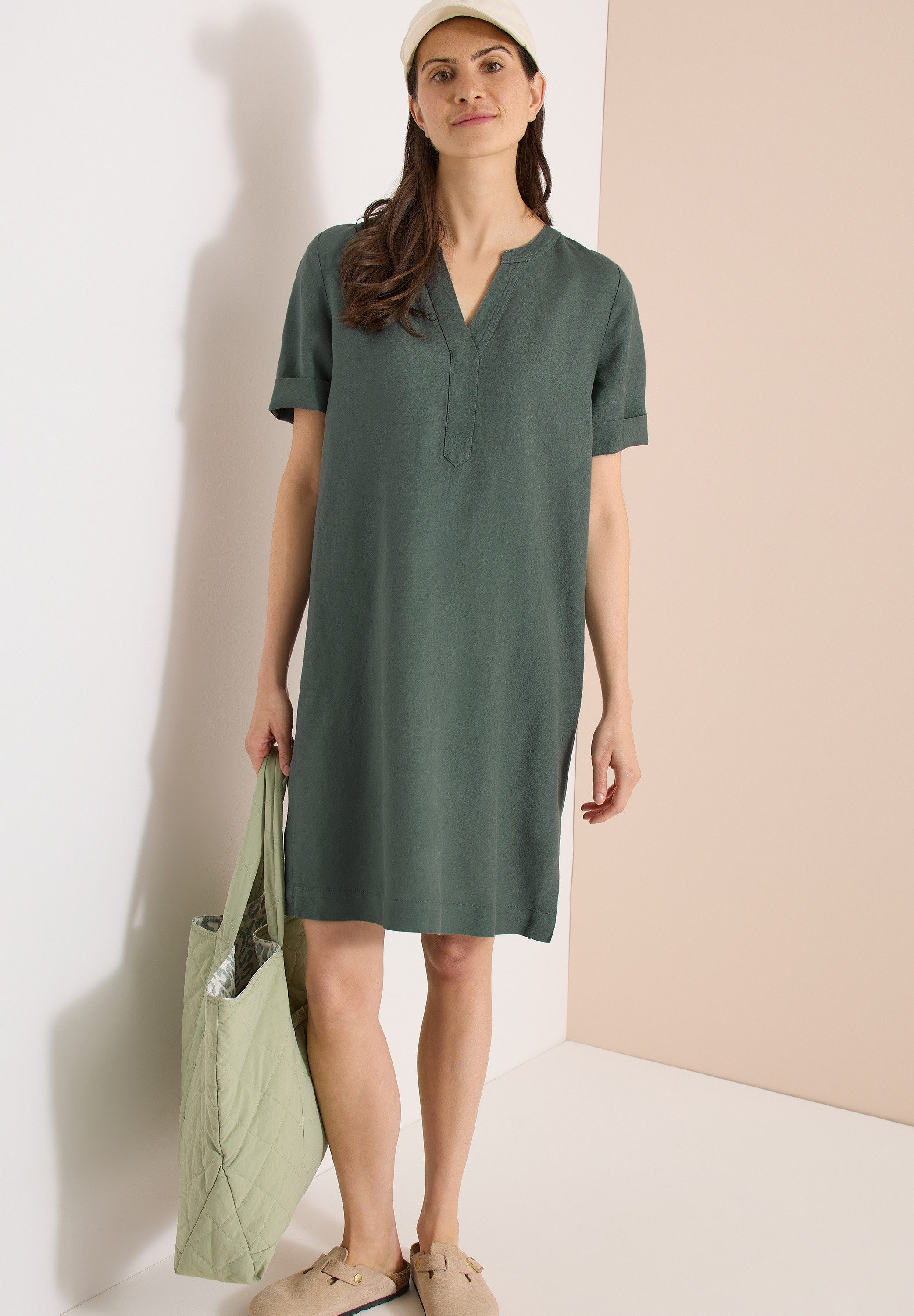 CECIL Midikleid Sommerkleid aus Leinenmix