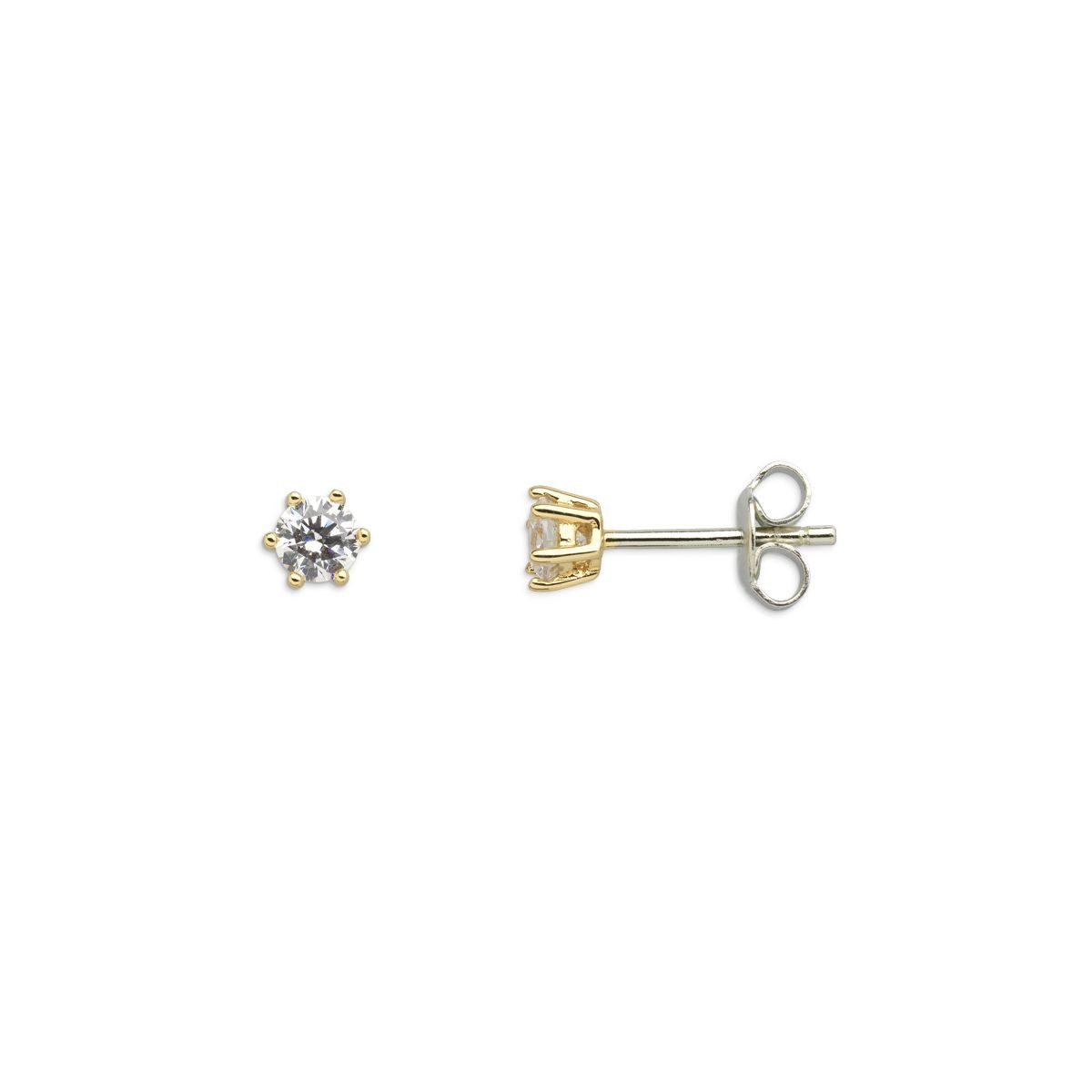 XENOX Paar Ohrstecker Xenox XS7262G Ohrstecker Damen Krappe Zirkonia Silber Vergoldet Ø 4 m