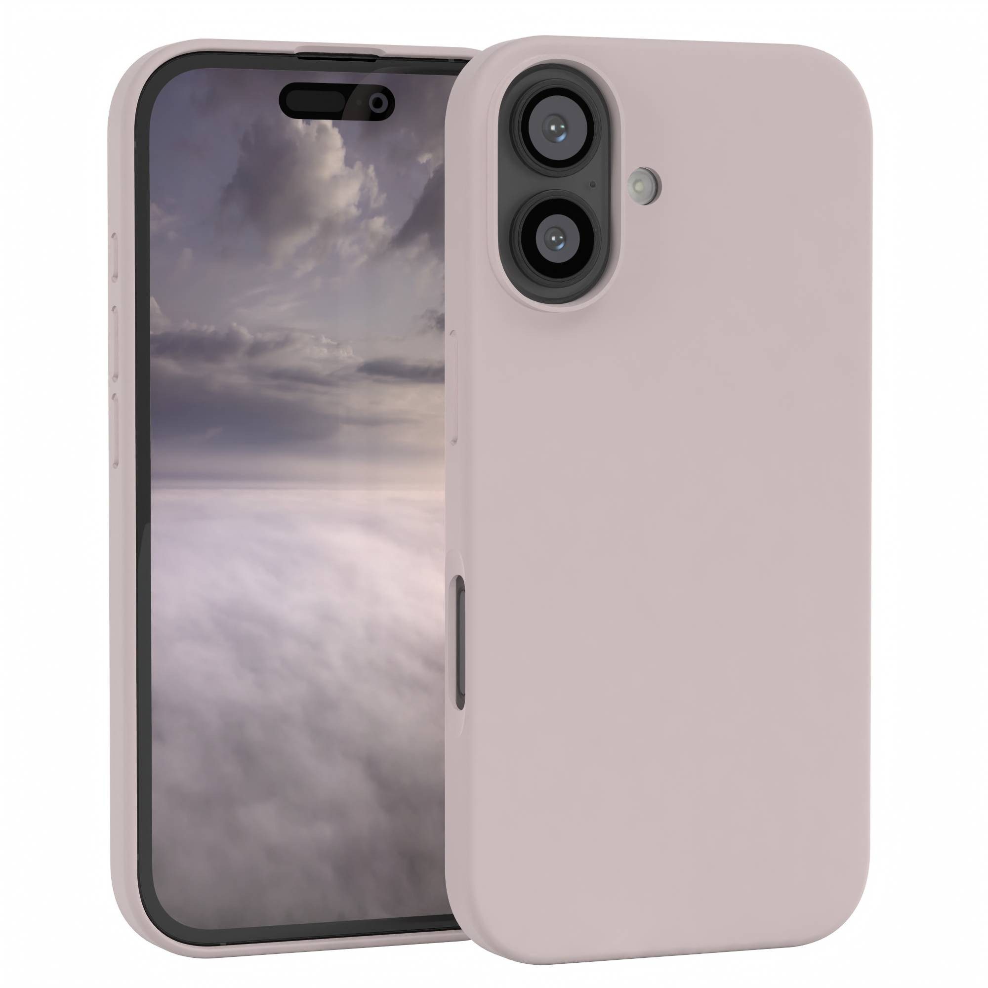 EAZY CASE Handyhülle Premium Silikon Case für Apple iPhone 16 6,1 Zoll, Silikon Schutzhülle mit Kameraschutz kratzfest Cover Rosabraun