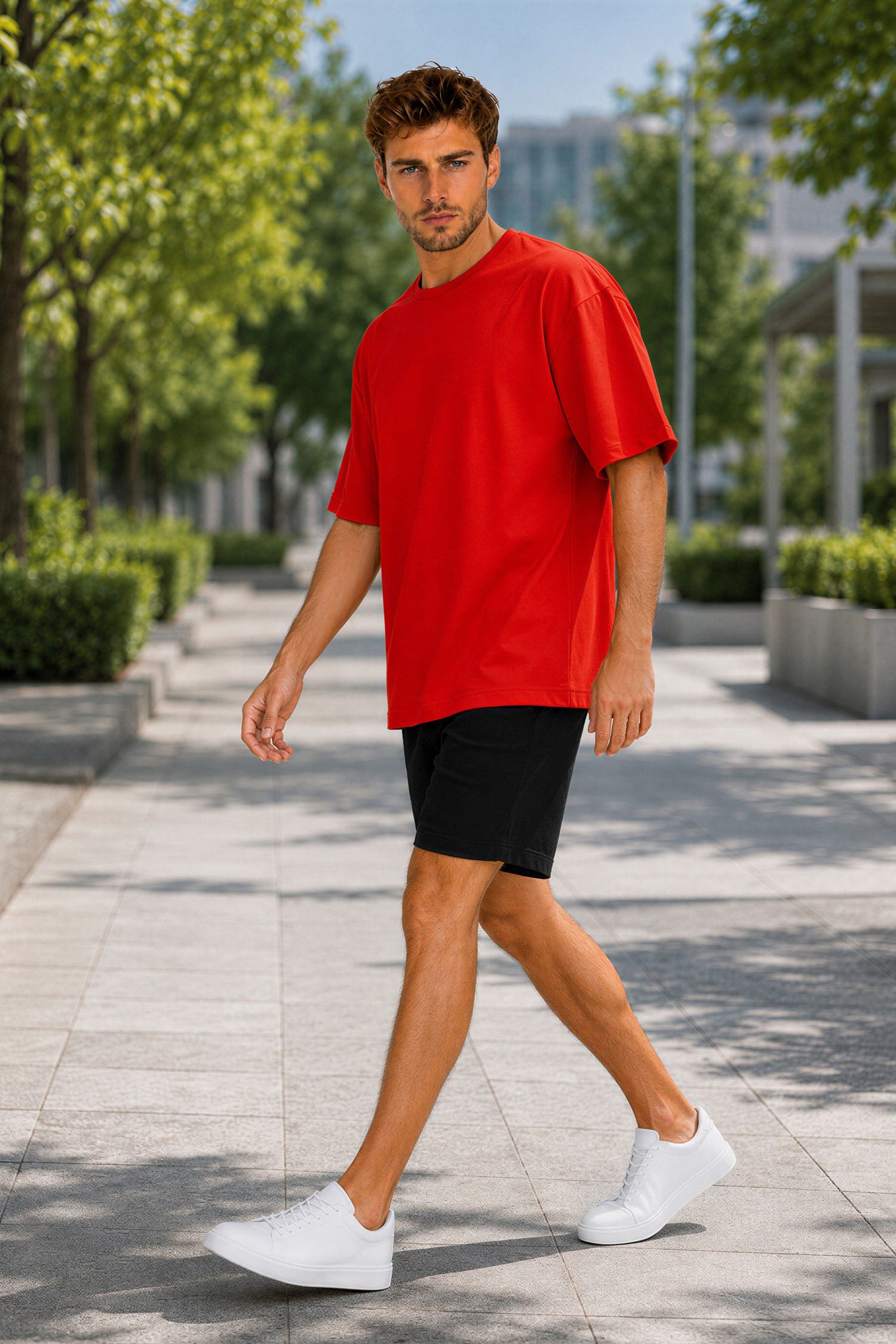 Reichstadt T-Shirt Herren Regular Fit Kurzarmshirt Shoulder Drop 25RS071 in kräftigen Farben