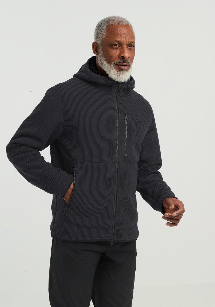 Jack Wolfskin Fleecejacke LAKE RIDGE HOODED JKT M windabweisend, mit hochschließendem Kragen, wärmend