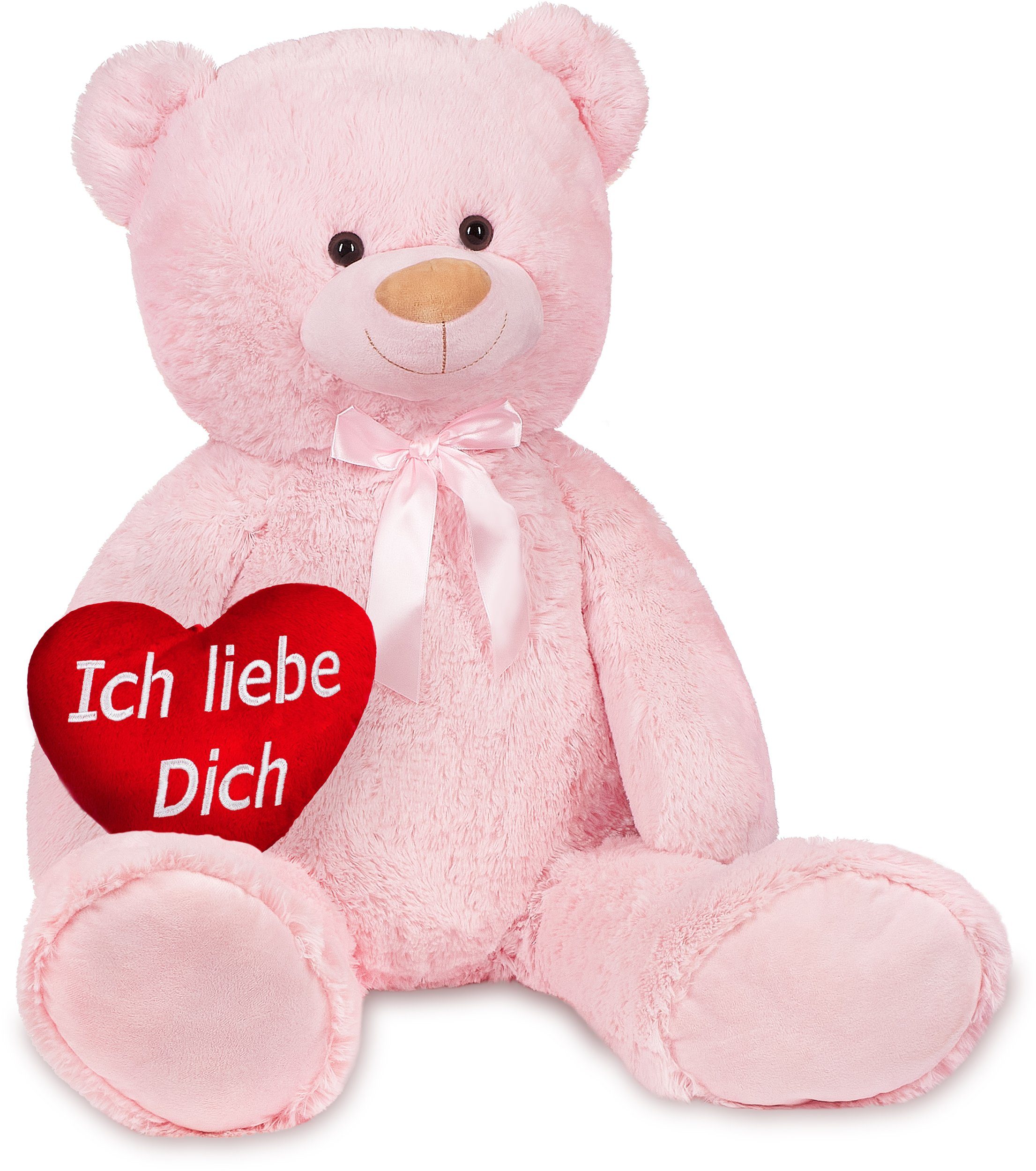 BRUBAKER Kuscheltier XXL Teddybär 100 cm groß mit Ich Liebe Dich Herz (Valentinstagsgeschenk, 1-St), großer Teddy Bär, Stofftier Plüschtier