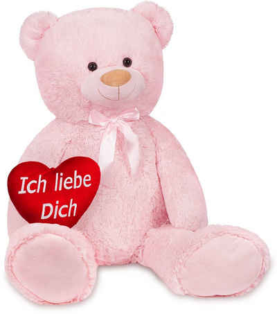 BRUBAKER Kuscheltier »XXL Teddybär 100 cm groß mit Ich Liebe Dich Herz« (Valentinstagsgeschenk, 1-St), großer Teddy Bär, Stofftier Plüschtier