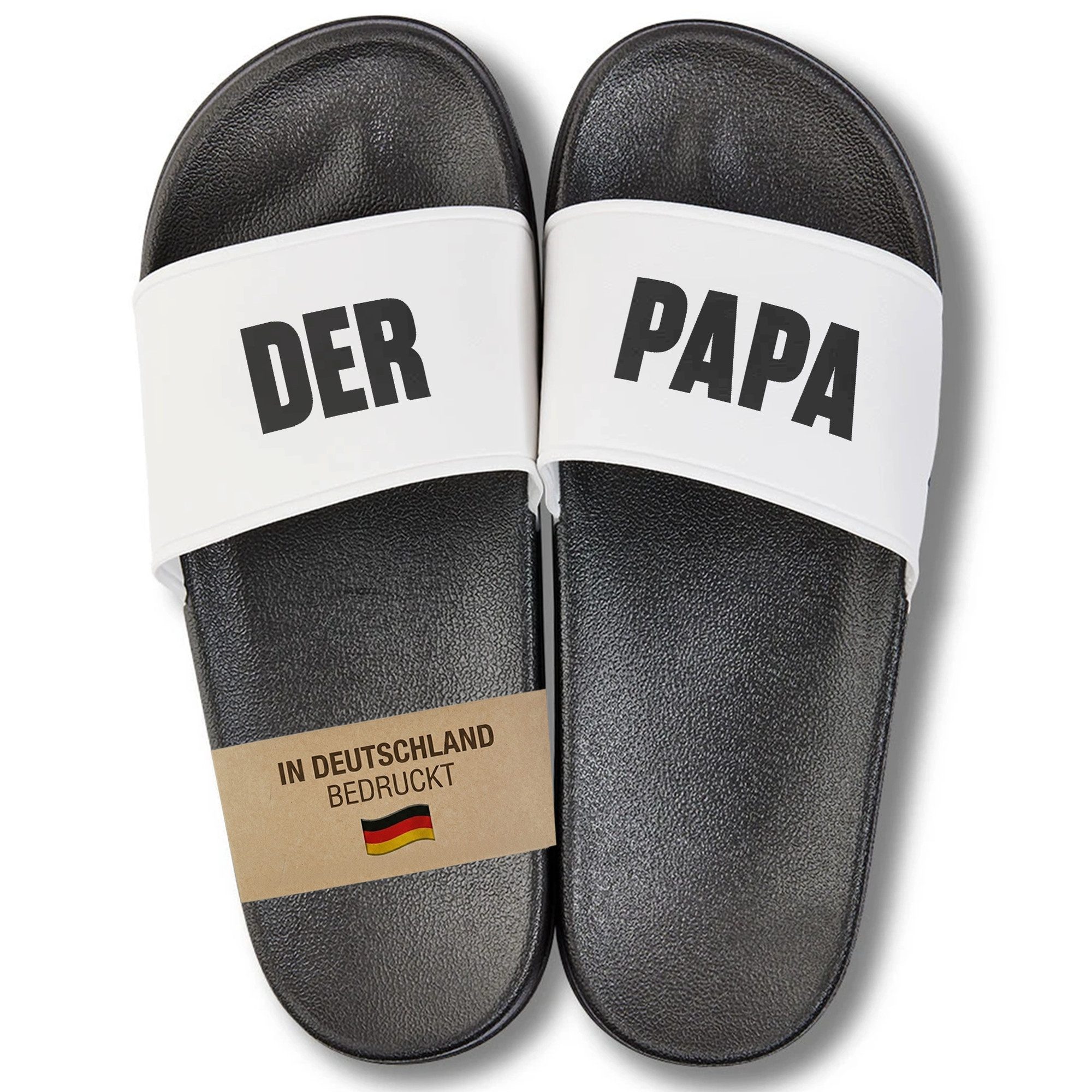 22Feels Badeschlappen DER PAPA Geschenk Vatertag Badelatschen Spruch Herren Badepantolette IN DEUTSCHLAND BEDRUCKT