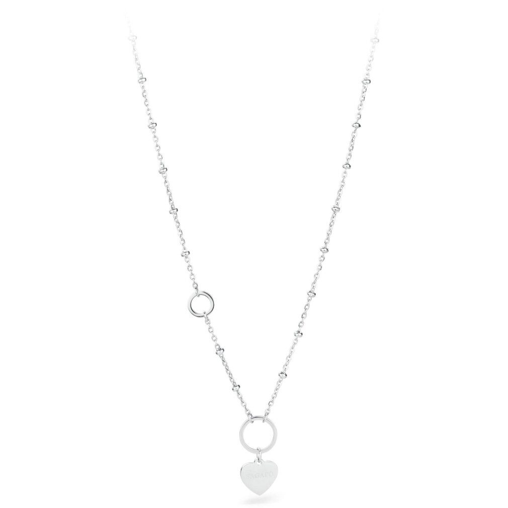 s'agapo Kette mit Einhänger Long steel necklace with heart Happy SHAC6