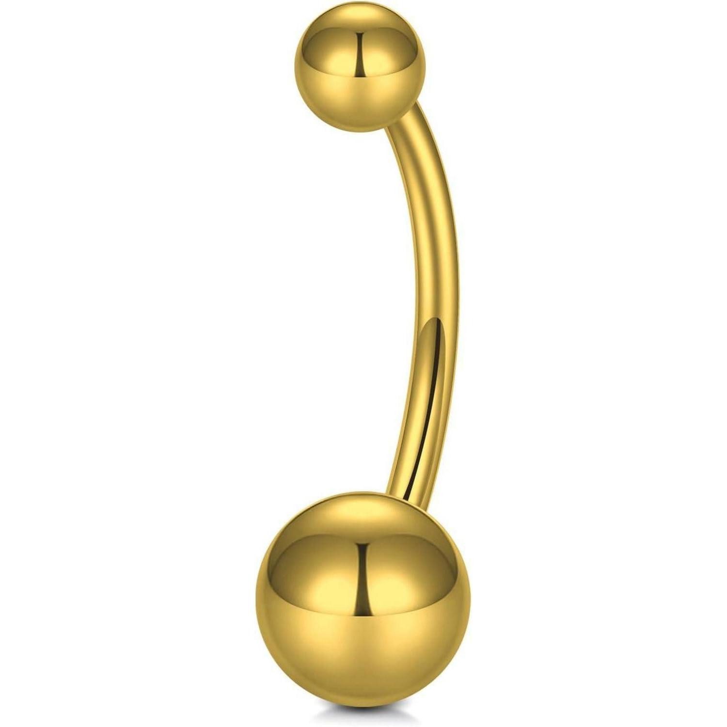 Bauchnabelpiercing Bauchnabel Piercing Stäbe Titanium Silber Clicker A-14mm-Gold