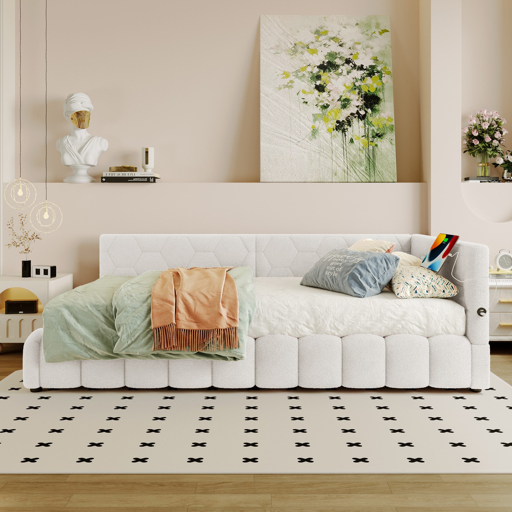 Odikalo Stauraumbett Polsterbett Daybett Tagesbett Schlafsofa USB 90/140x20 günstig online kaufen