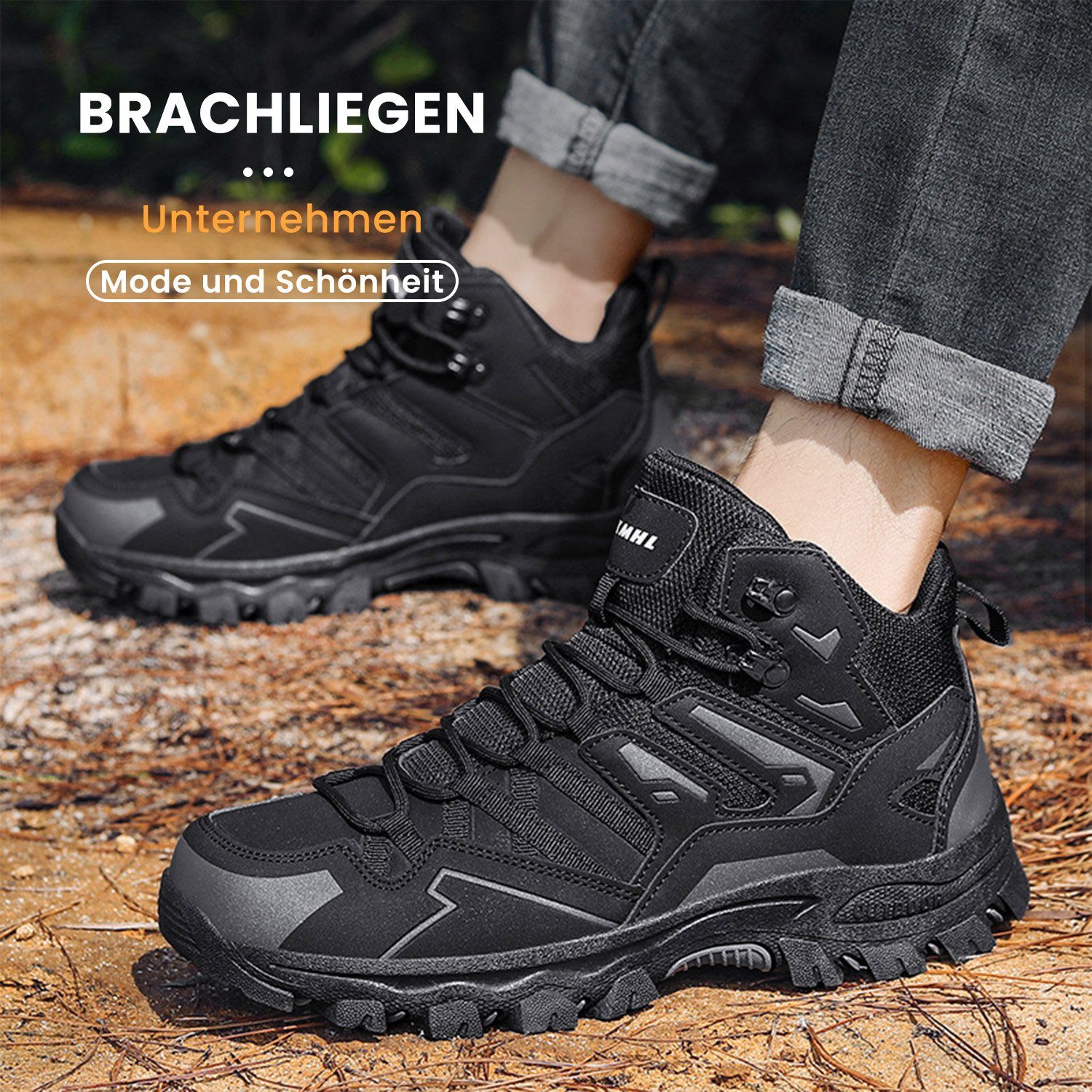 Winterschuhe Sneaker Gefütterte Schnürschuh Schwarz Wanderschuhe Daisred