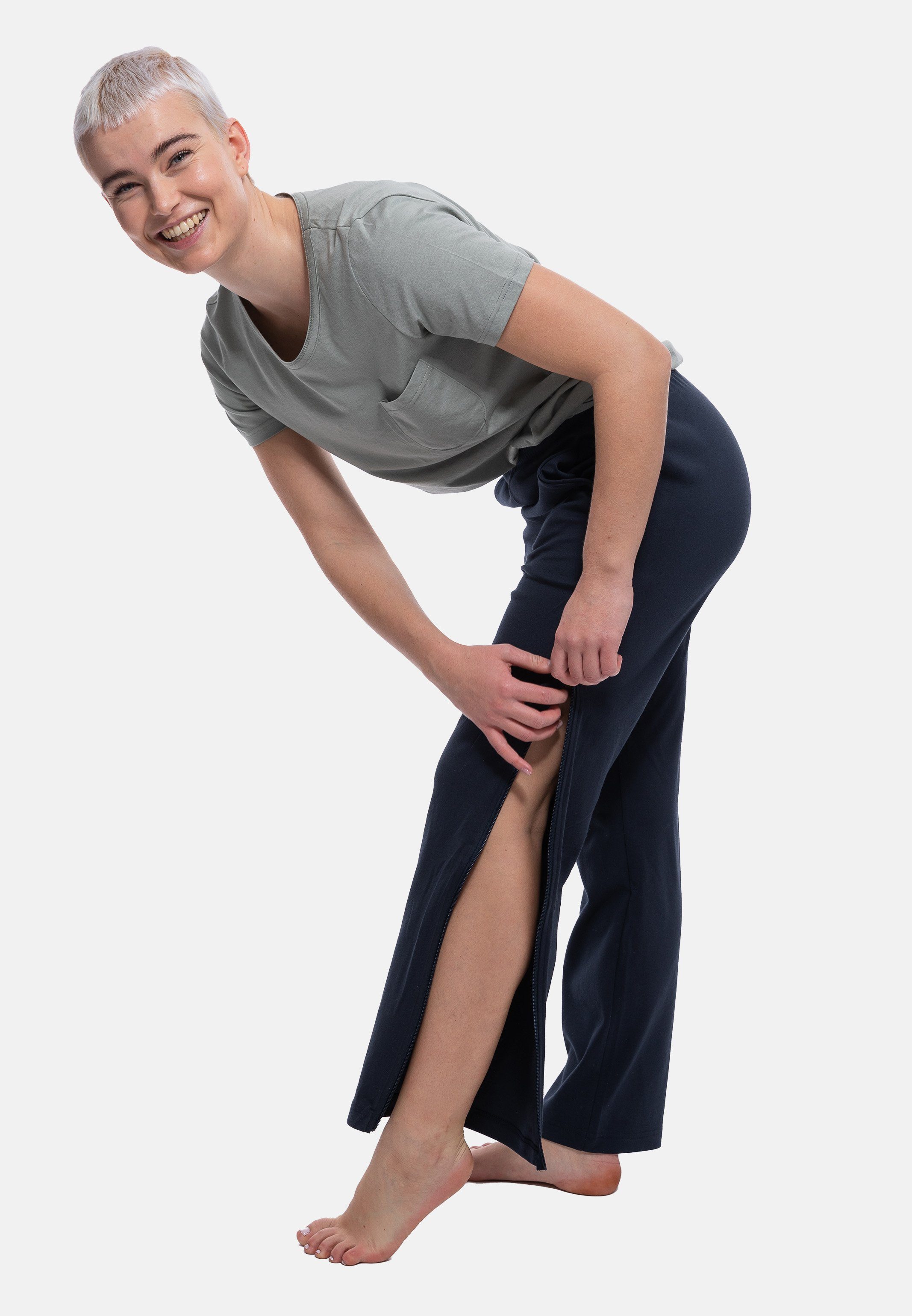 Basic Hajo Funktions-Rehahose - (1-tlg) - Baumwolle Marine Jogginghose Zwei Hosentaschen