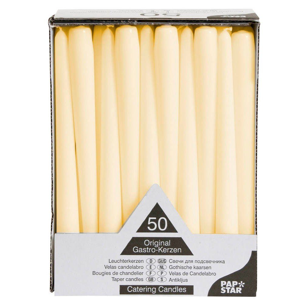 PAPSTAR Tafelkerze 50 Leuchterkerzen Tafelkerzen Ø22mm L25cm champagner