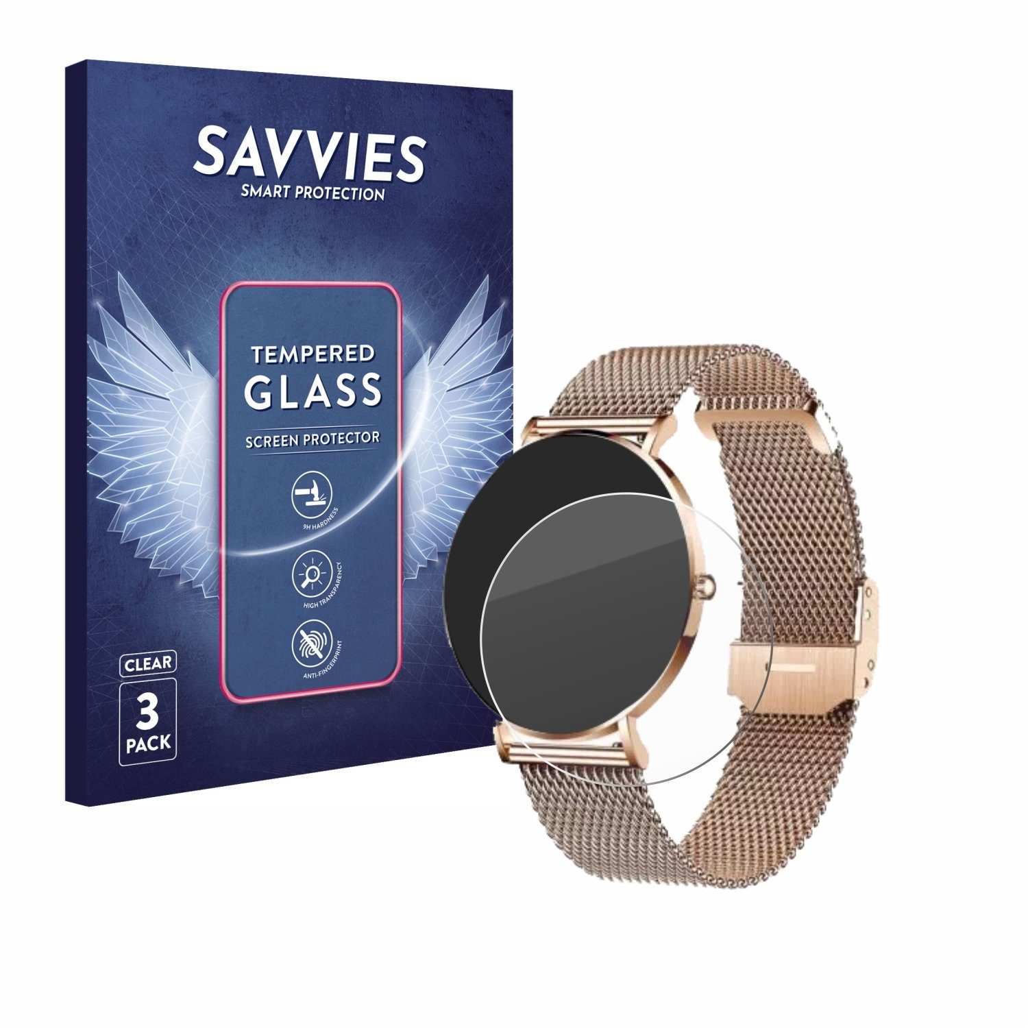 Savvies Displayschutzglas Schutzglas für Xcoast X-Watch Siona 2, 3 Stück, Displayschutz 9H Glas Klar Transparent