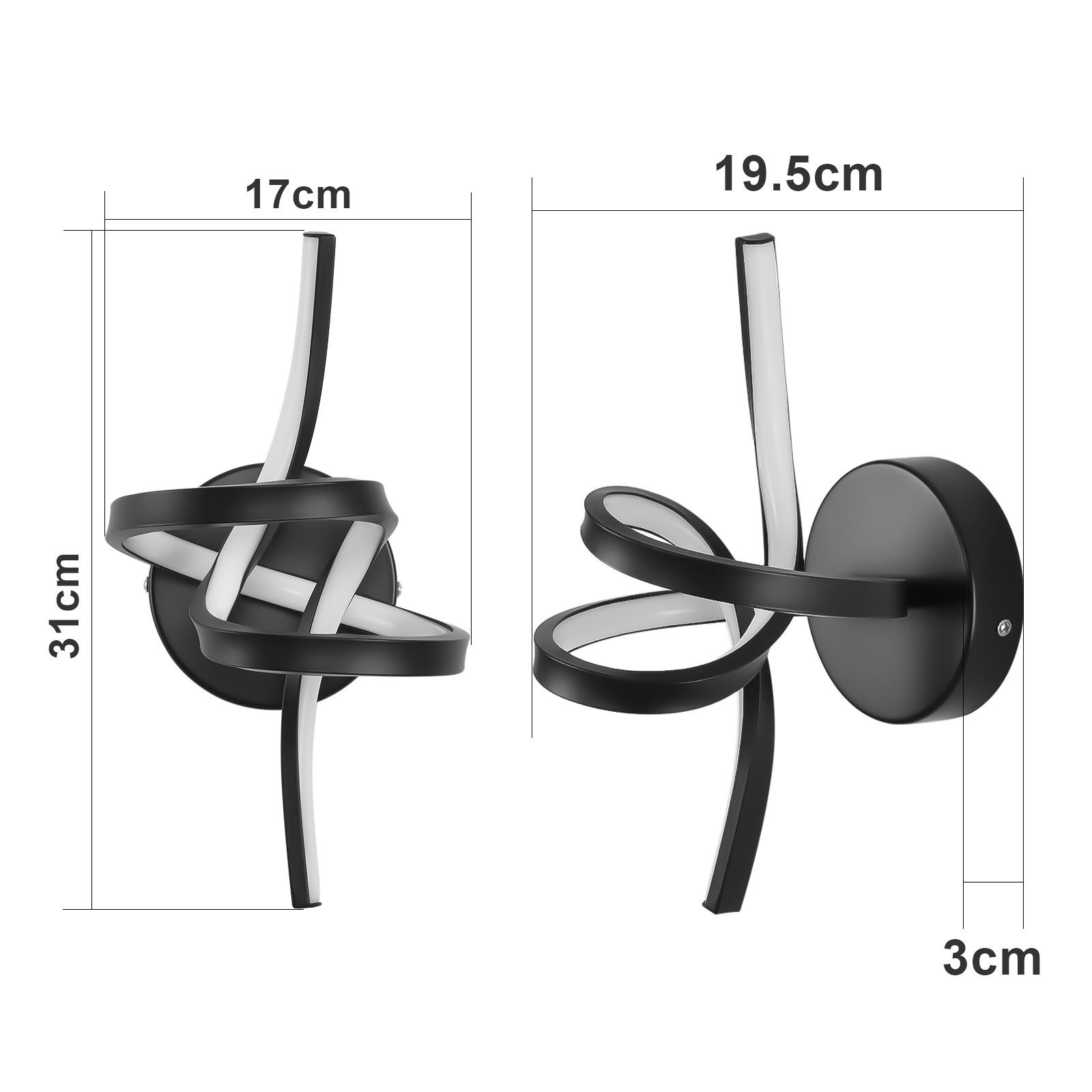 Glitzerlife Wandlampe Led Wandleuchte Innen Weiß - Wand Lampe Für Treppenhaus Flur Wohnzimmer Schlafzimmer Badezimmer 7W Modernes Design Wandleuchten Warmweiß 3000K_voghion.com