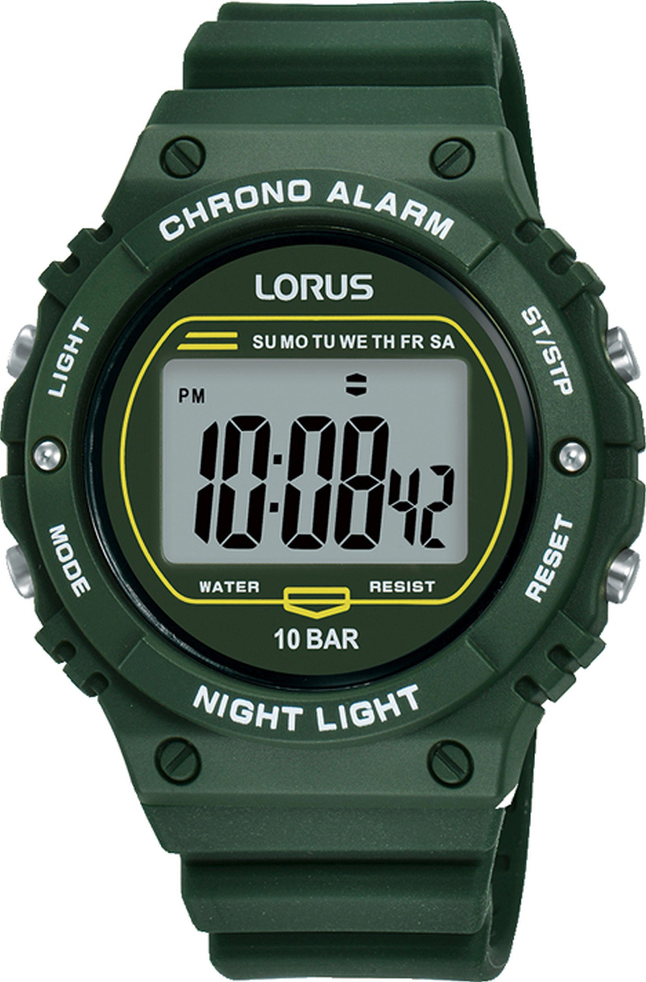 LORUS Chronograph R2309PX9, Armbanduhr, Quarzuhr, Herrenuhr, Stoppfunktion, Digitalanzeige, Datum