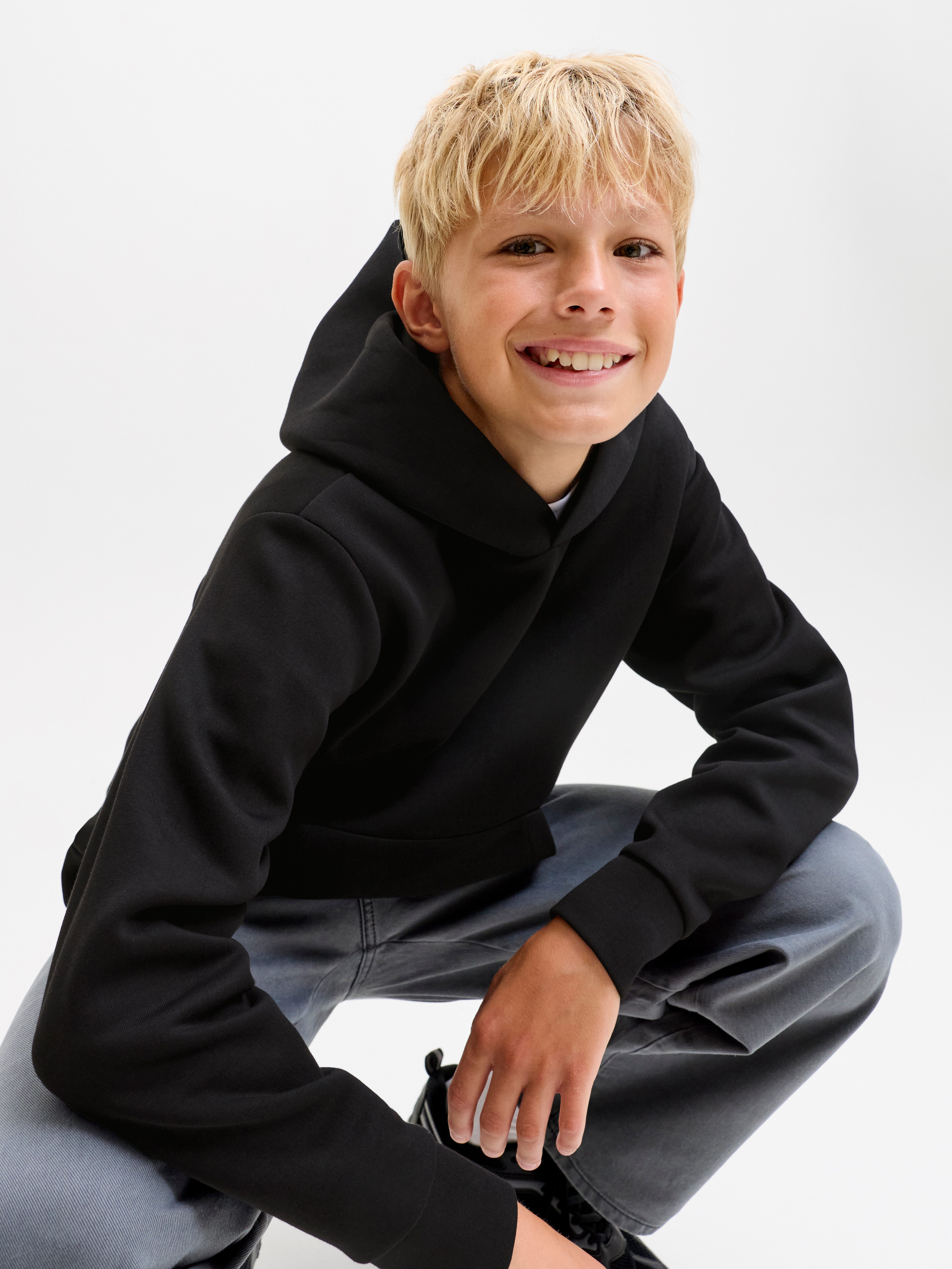 Jack & Jones Junior Kapuzensweatshirt JJEBARRON SWEAT HOOD NOOS JNR Materialmix, locker geschnitten – Bild 2 von 5