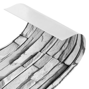 Bilderdepot24 Küchenrückwand schwarz-weiß dekor Muster Steinoptik 3D-Optik Landhaus Ashlar Masonry, (1-tlg., Nischenrückwand - für Fliesenspiegel ohne Bohren - matt), Spritzschutz Rückwand Küche Herd - Folie selbstklebend versch. Größen