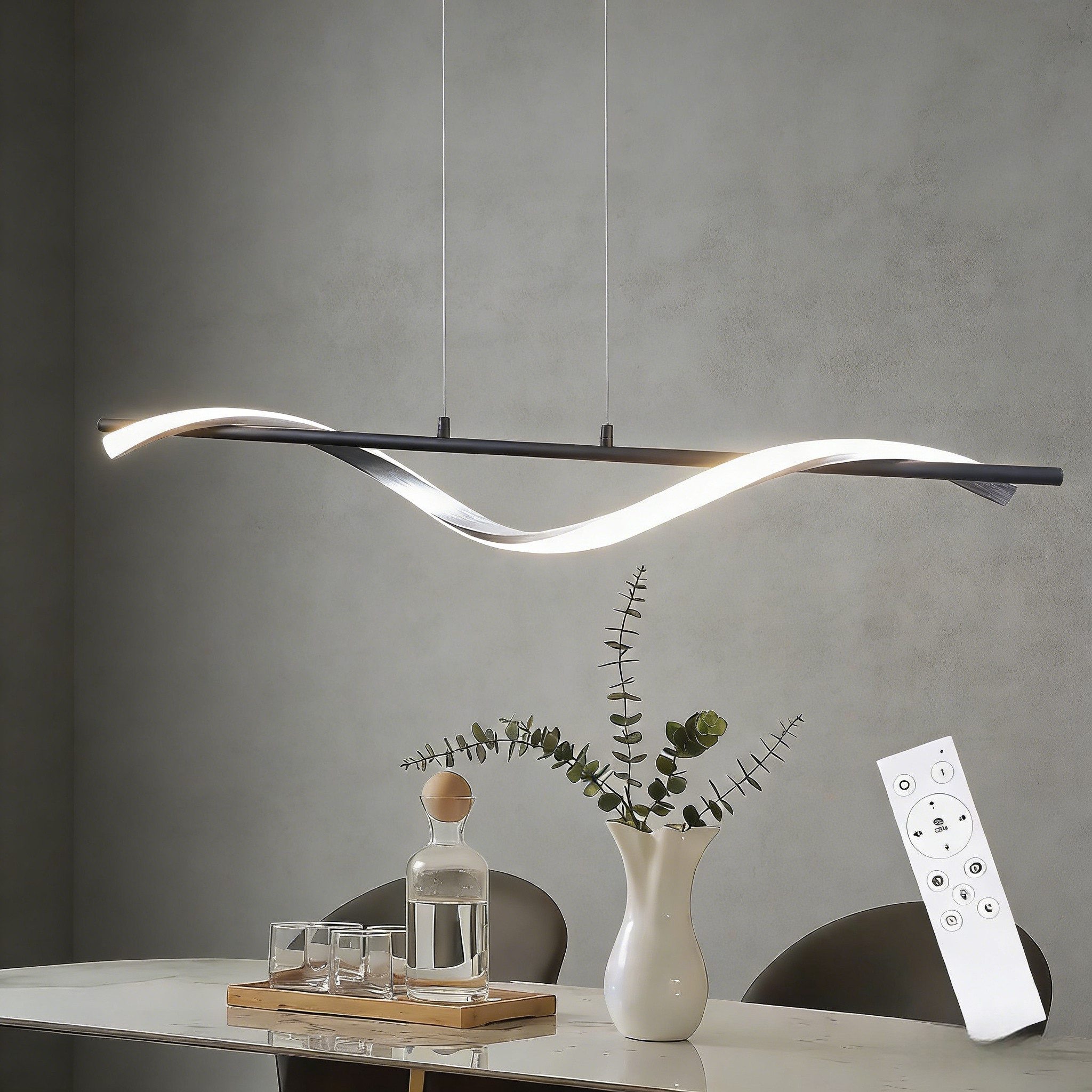 Nettlife LED Pendelleuchte Hängeleuchte 21W Wellenförmig Design, höhenverstellbar, LED fest integriert, Warmweiß Neutralweiß Kaltweiß, für Esszimmer, Schlafzimmer, Küche, Wohnzimmer, Arbeitszimmer und Büro