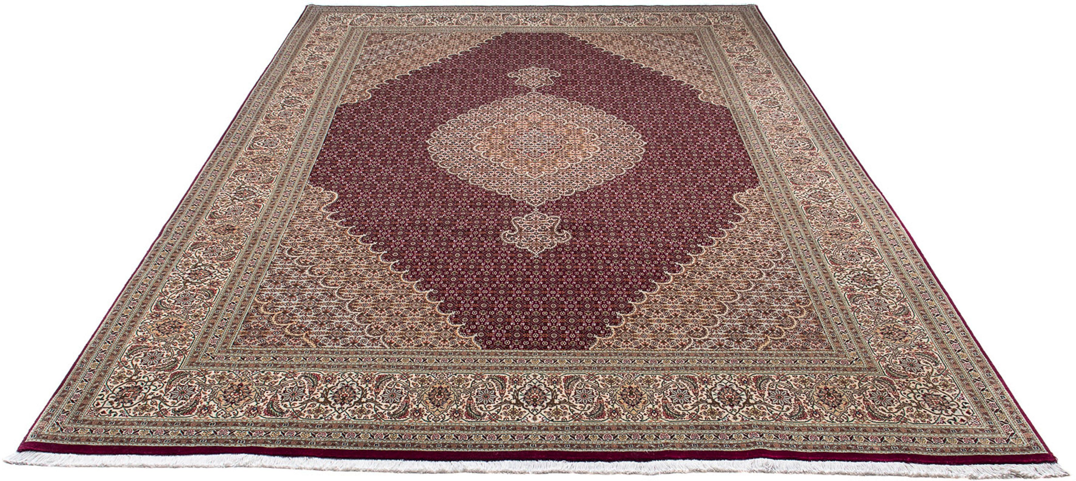 Orientteppich Perser - Täbriz - 300 x 200 cm - dunkelrot, morgenland, rechteckig, Höhe: 10 mm, Wohnzimmer, Handgeknüpft, Einzelstück mit Zertifikat