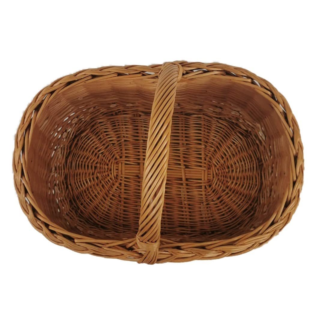 natuleo by pokuc Flaschenkorb Einkaufskorb aus Weide Pilzkorb Oval Braun 46x32x35 cm