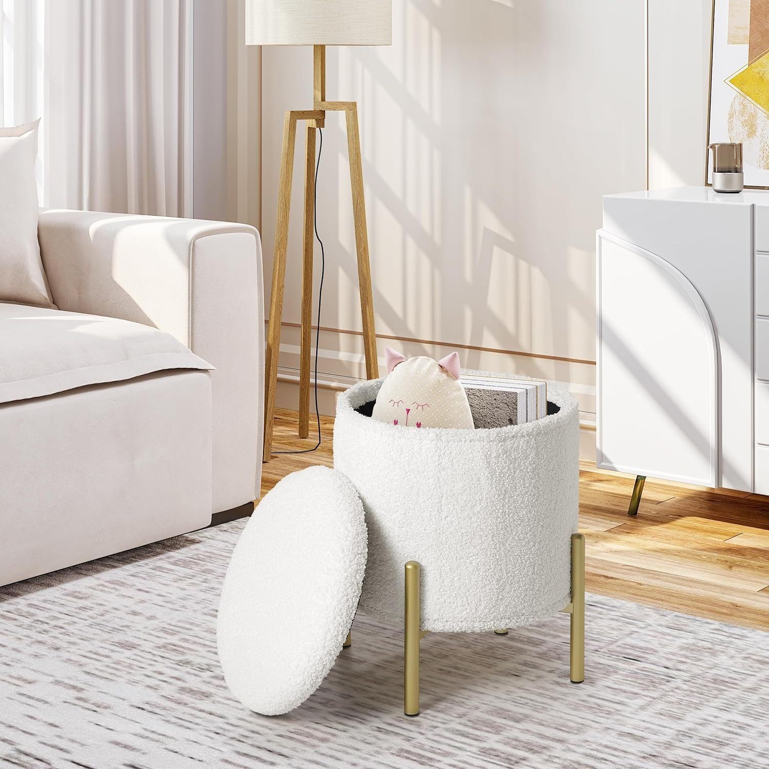 EUGAD Sitzhocker (1 St), mit Stauraum faltbar, Polsterhocker aus Teddyfleec günstig online kaufen