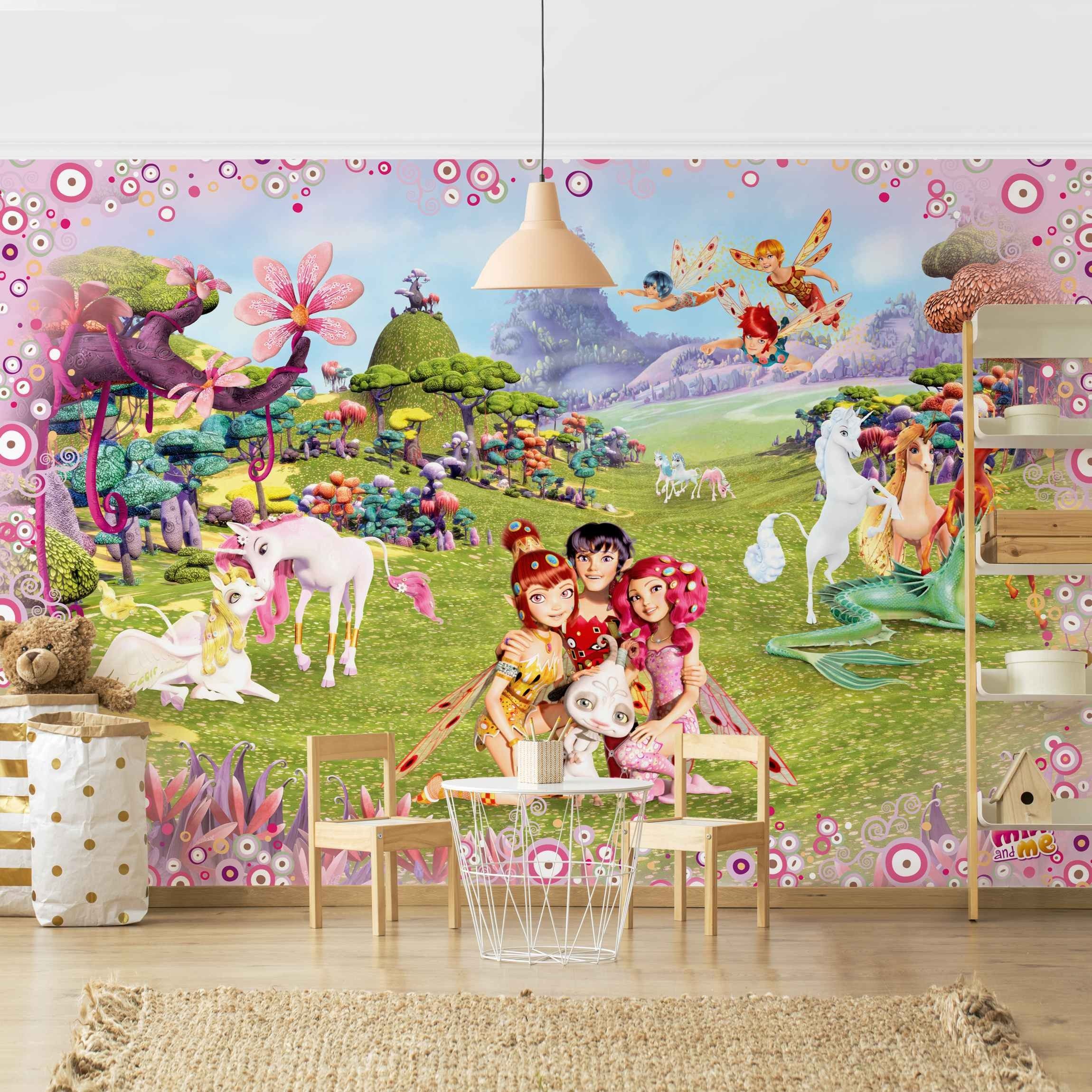 Bilderdepot24 Kindertapete Kinderzimmer Mia and Me Einhörner Muster Kinder Wanddeko, Glatt, Matt, (Vliestapete inkl. Kleister oder selbstklebend), Mädchenzimmer Jungenzimmer Babyzimmer Bildtapete Fototapete Wandtapete