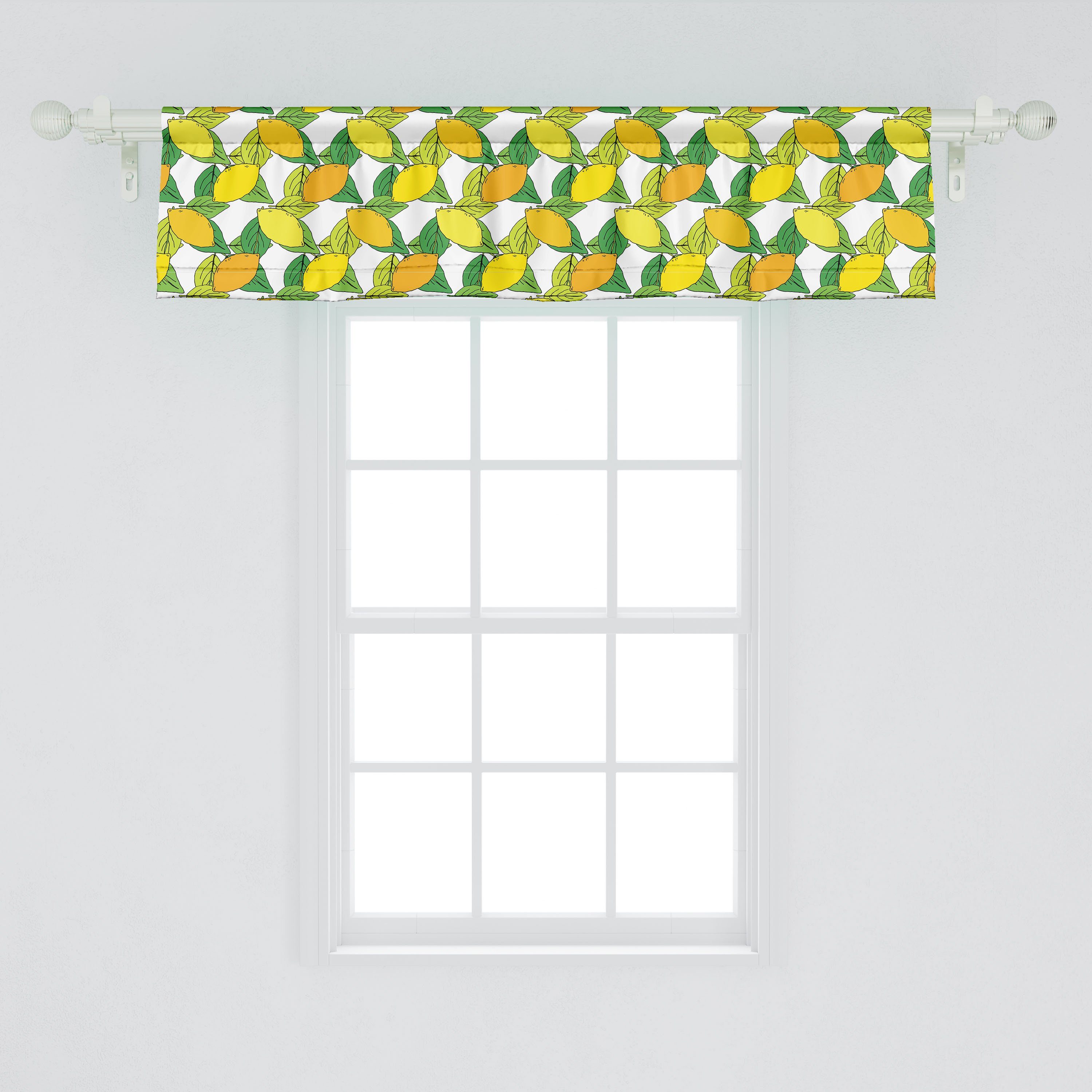 C Küche für Vitamin Abakuhaus, Vorhang Schlafzimmer Zeichnung Zitronen Zitrus Scheibengardine Microfaser, Dekor Volant Stangentasche, mit