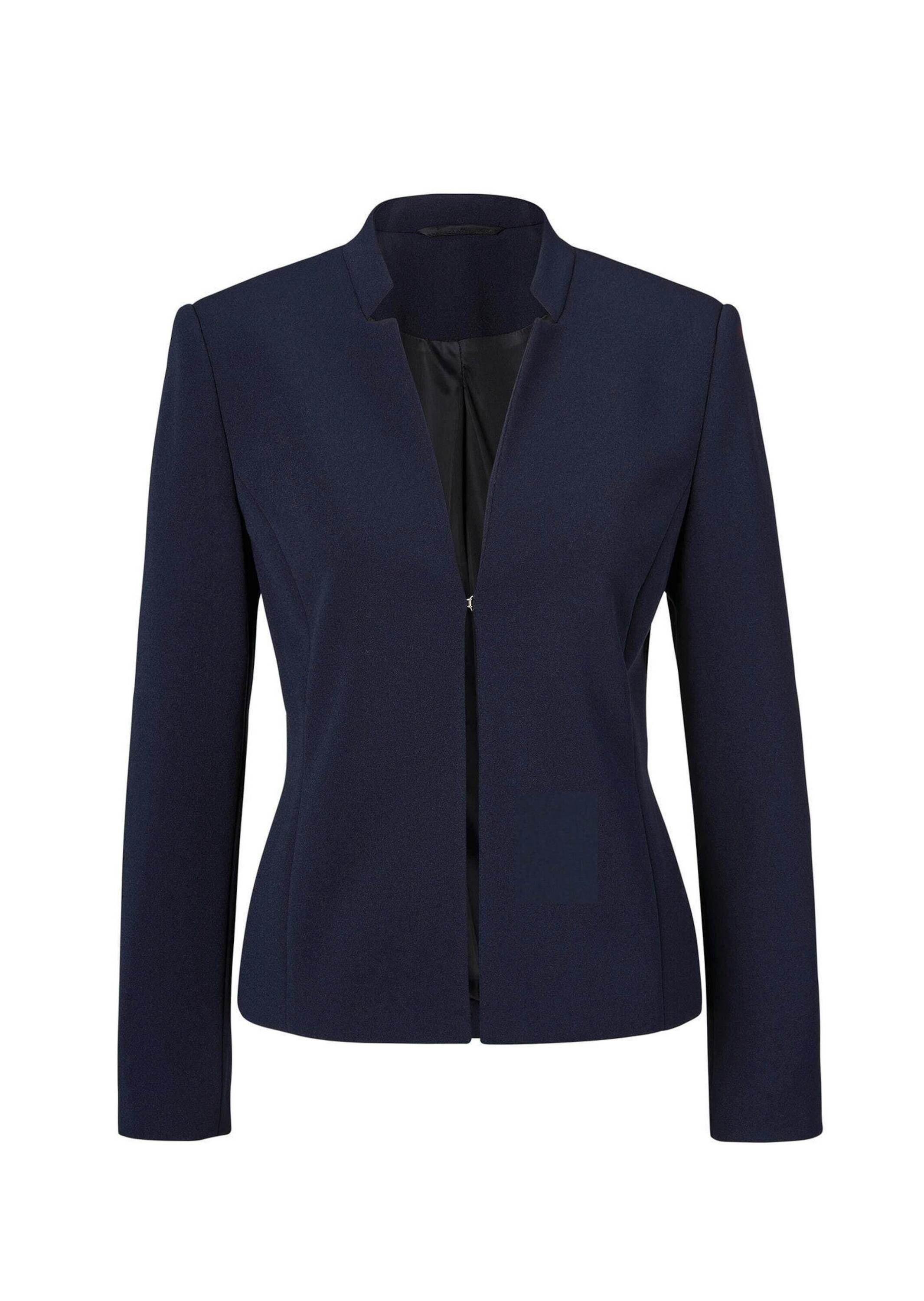GOLDNER Jerseyblazer Eleganter Festblazer mit Stehkragen Anzugjacke mit Häkchenverschluss und Langarm