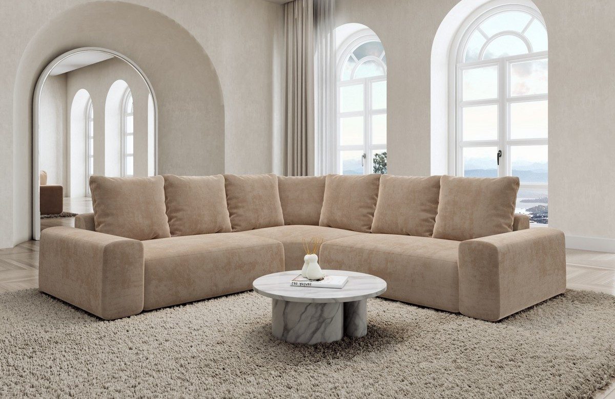 Sofa Dreams Ecksofa Ecksofa Gomera L Form Stoff, Strukturstoff, Samtstoff, Boucléstoff, Zierkissen, L-Form, Ecksofa