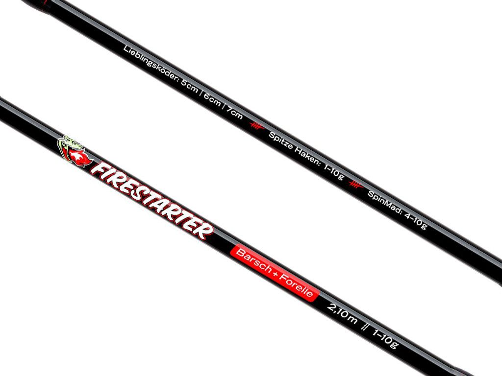 Lieblingsköder Spinnrute FIRESTARTER - RUTE - Barsch/Forelle 2,10 m - 1 bis 10 g, (2-tlg., Lieblingsköder Rutenschutz), super leichte Spinnrute - hochwertige SiC-Ringeinlagen