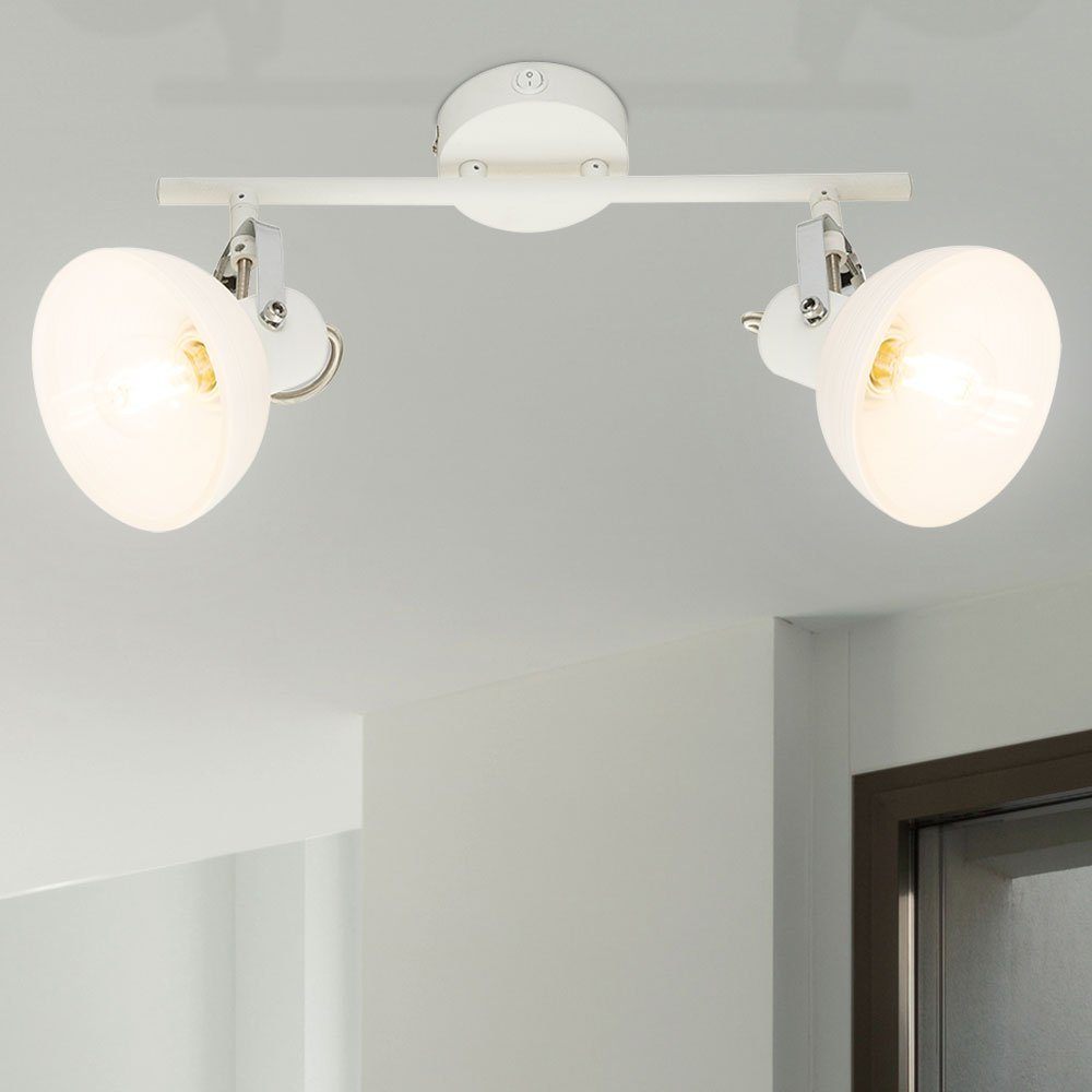 etc-shop LED Deckenleuchte, Leuchtmittel inklusive, Warmweiß, Wand Decken Lampe Metall Glas Chrom Spot Leiste-