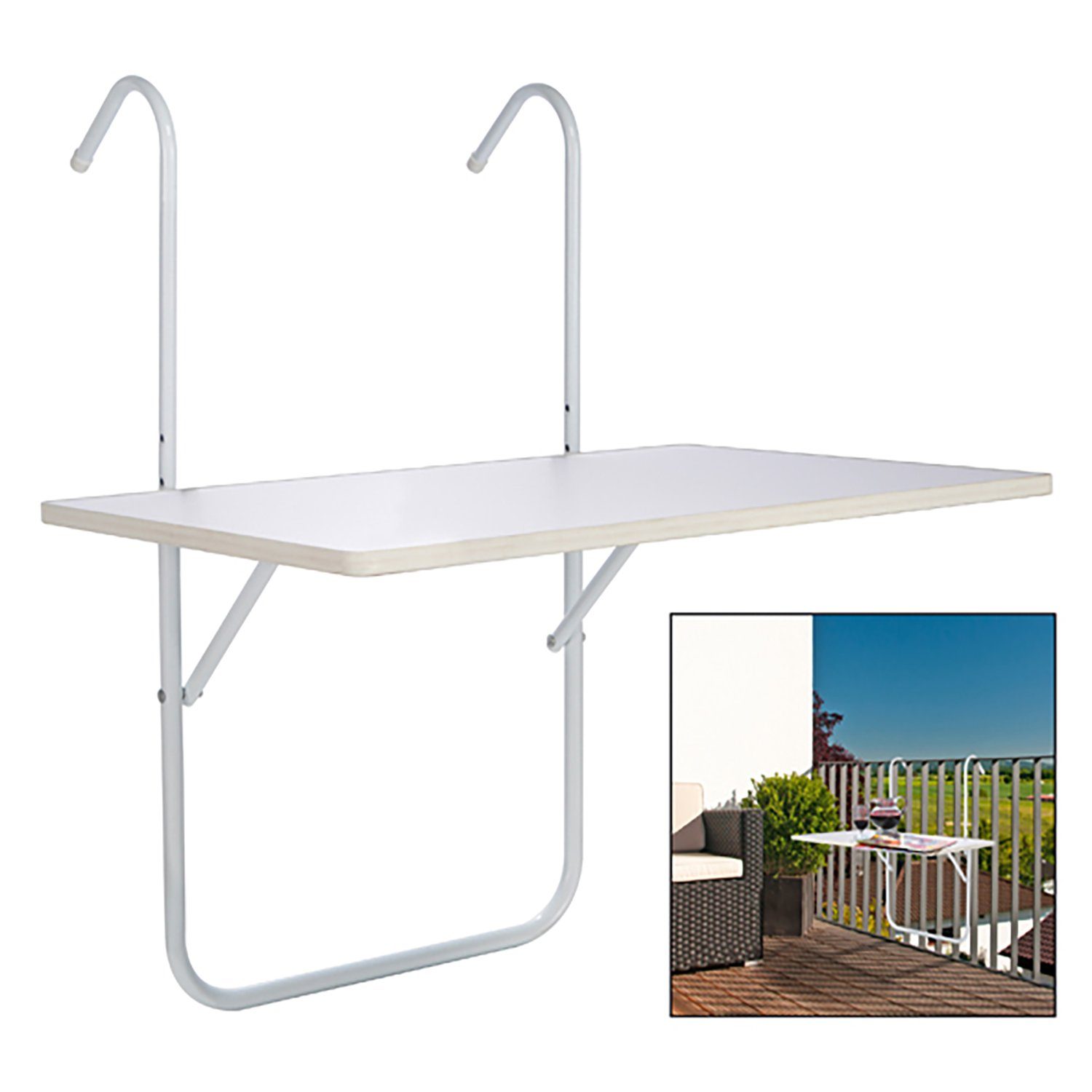 Mojawo Küchentisch Balkontisch zum Hängen + klappbar weiß 60x40cm