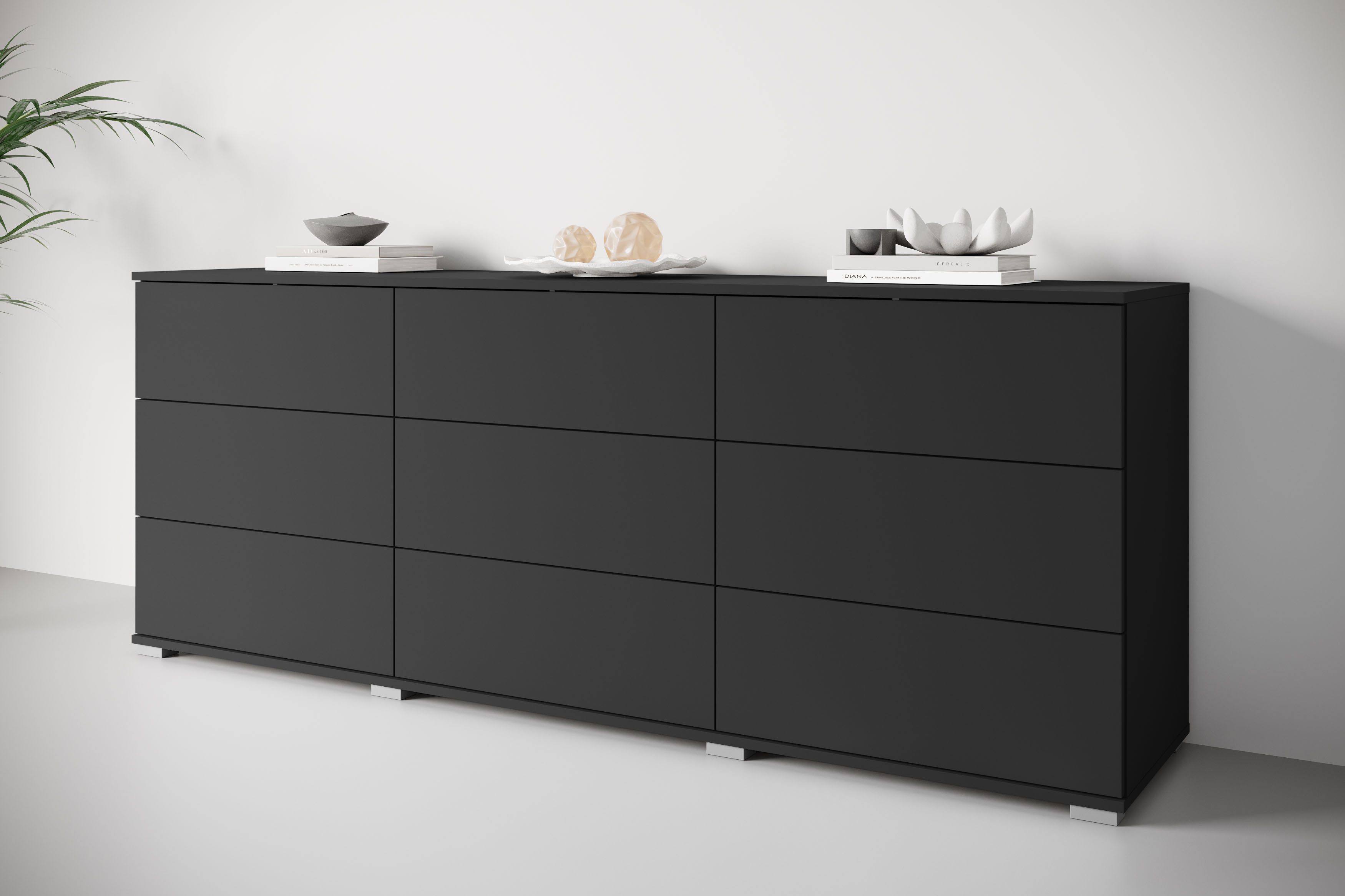 OTTO home Sideboard Kenia, Kommode, 180 cm breit, mit 9 Schubladen (1 St), Push-to-Open-System und großzügiger Stauraum